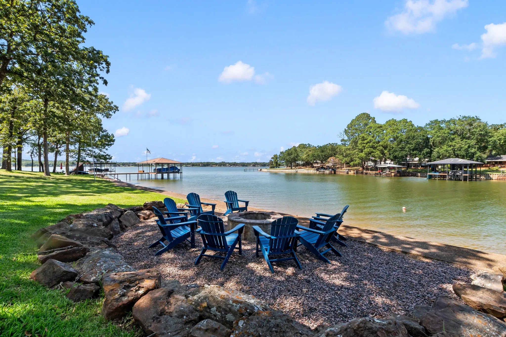 Deep-water cove location with open-water views.
