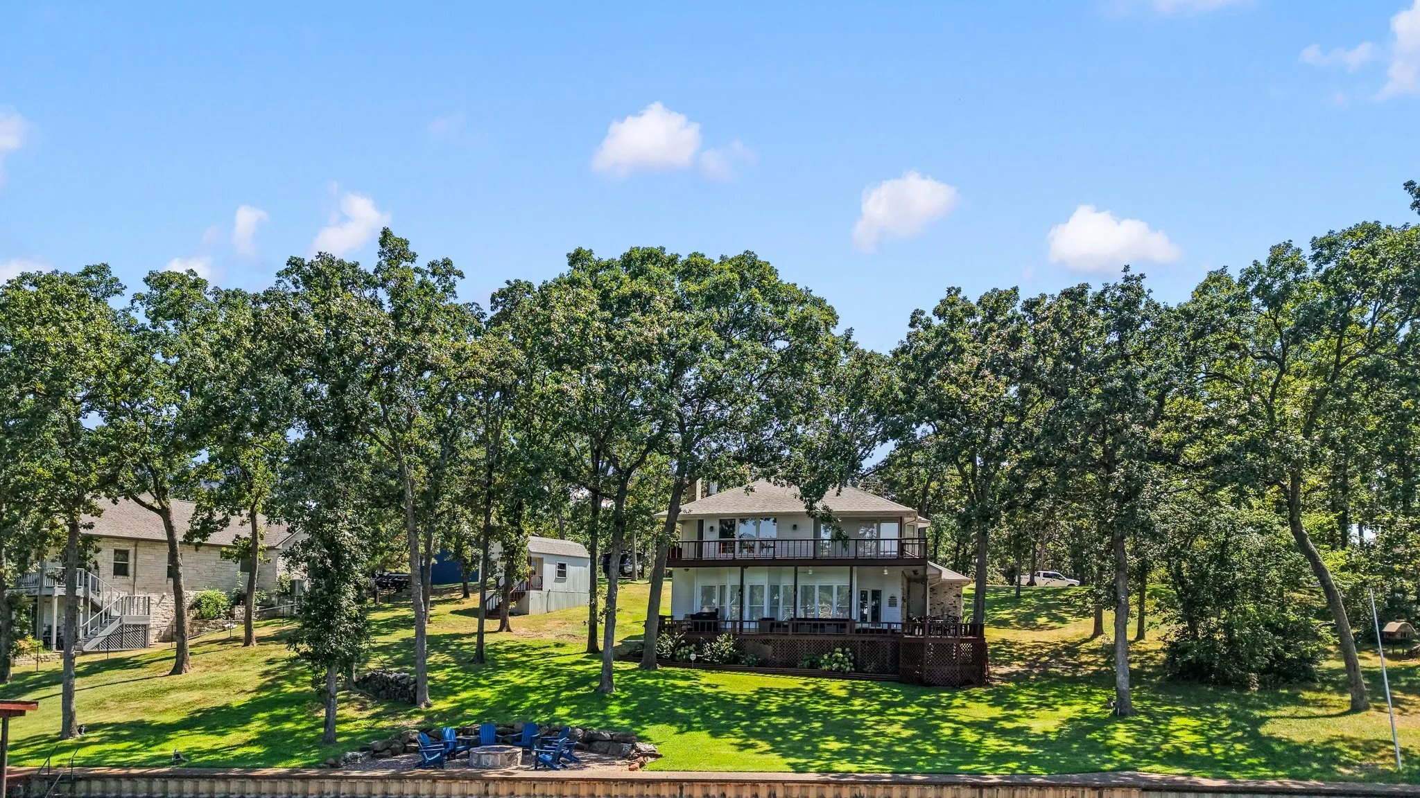 Spacious waterfront lot with beautiful mature trees.