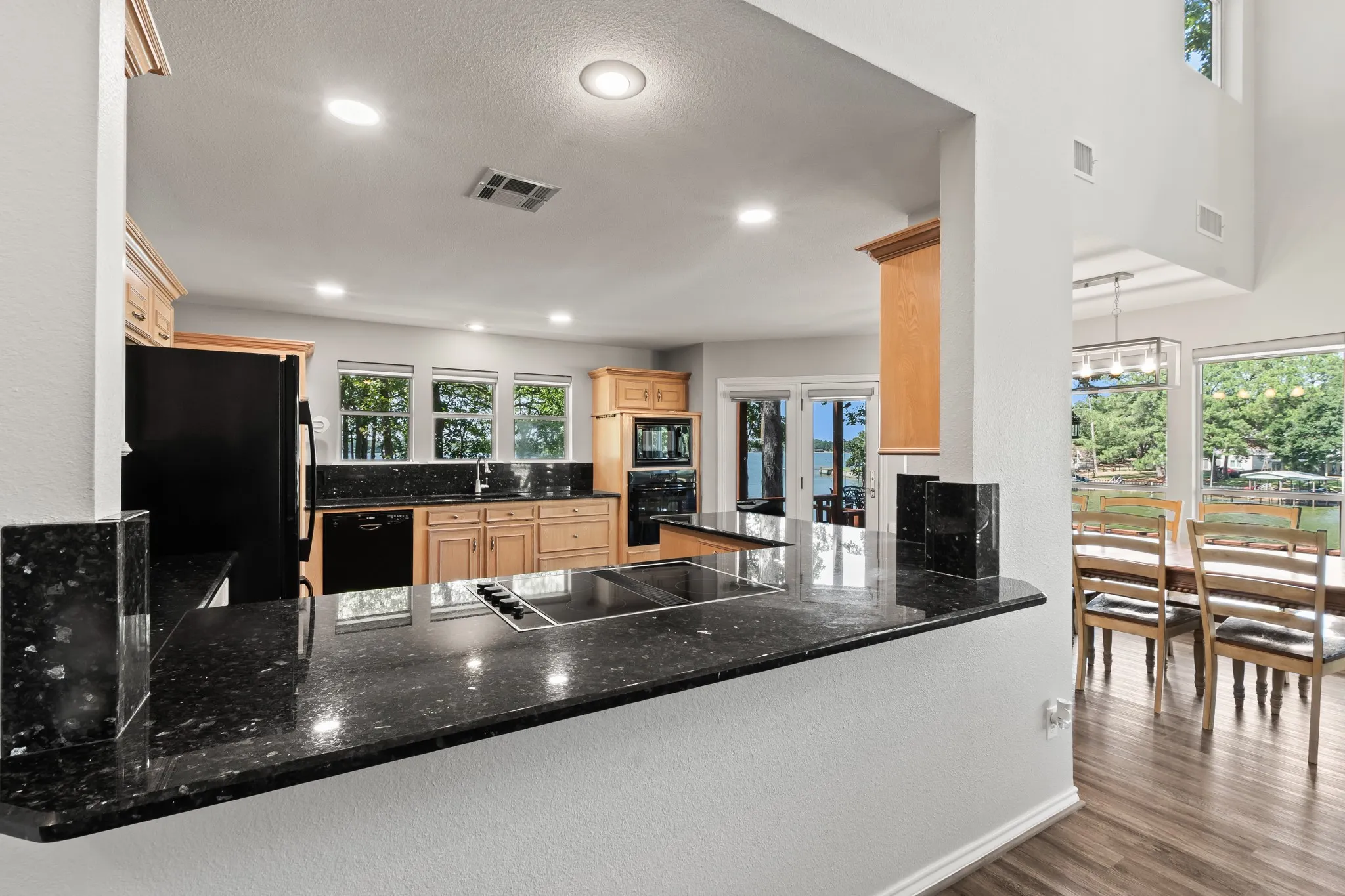 Bar seating makes entertaining easy.