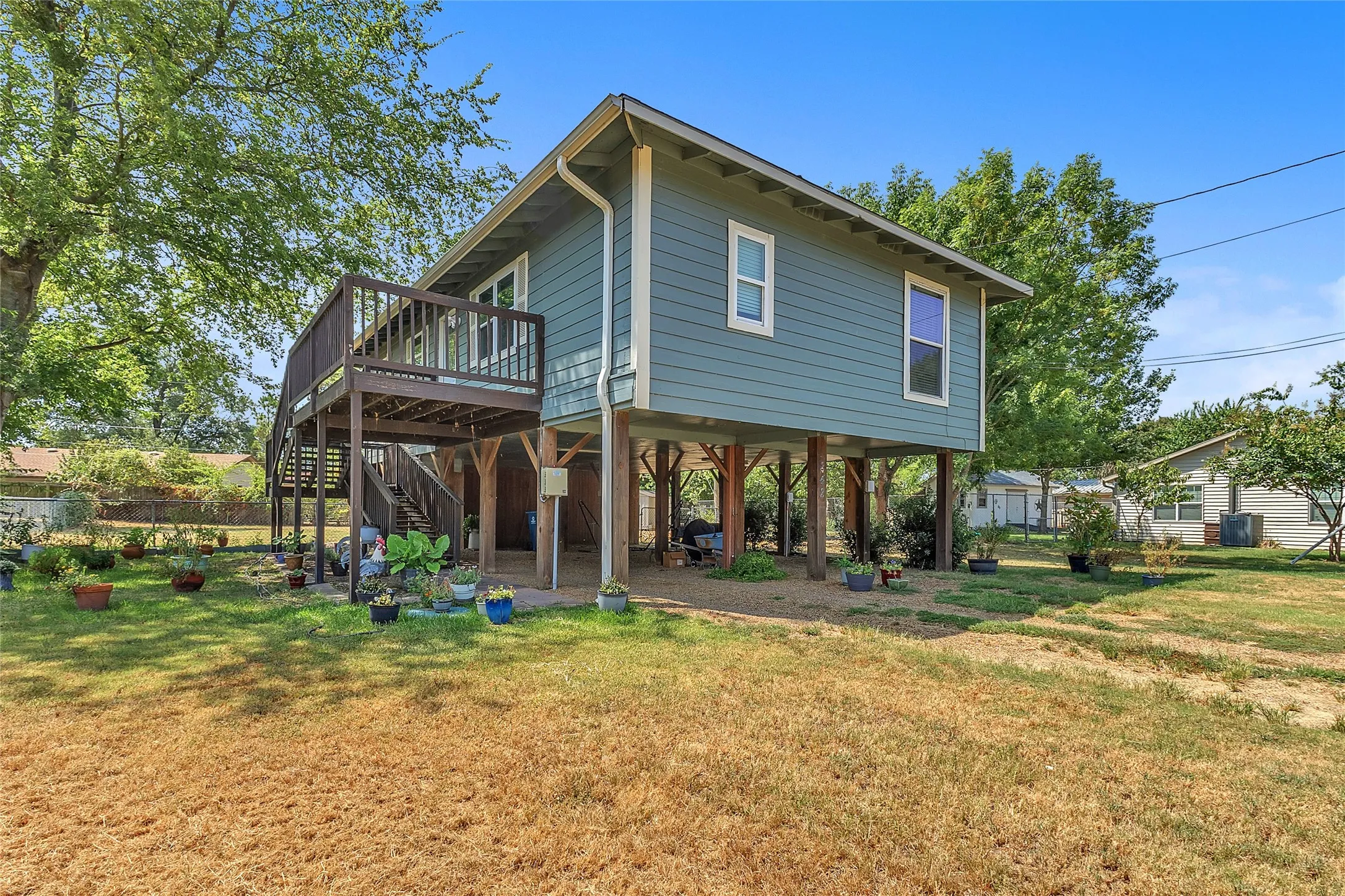 Front View with 2-car carport