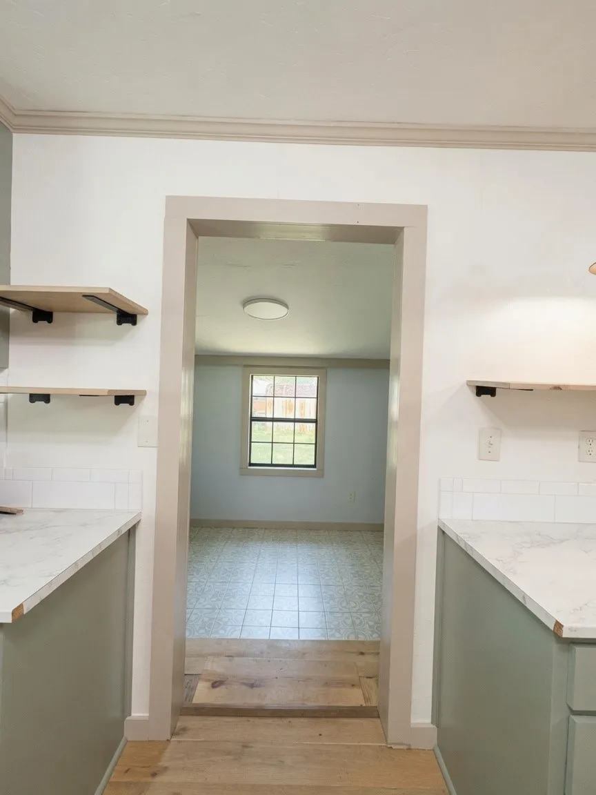 Walking from kitchen to huge utility or room