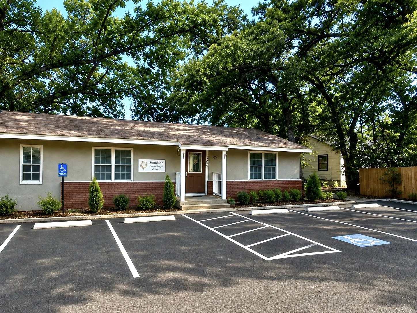Create client front parking spaces. (This photo is created using virtual staging software).