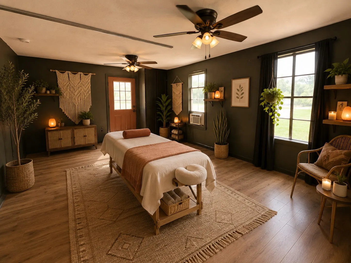 The property is well suited for a salon or wellness business with private rooms and the possibility of multiple entrances from the exterior. (This image is virtually staged)