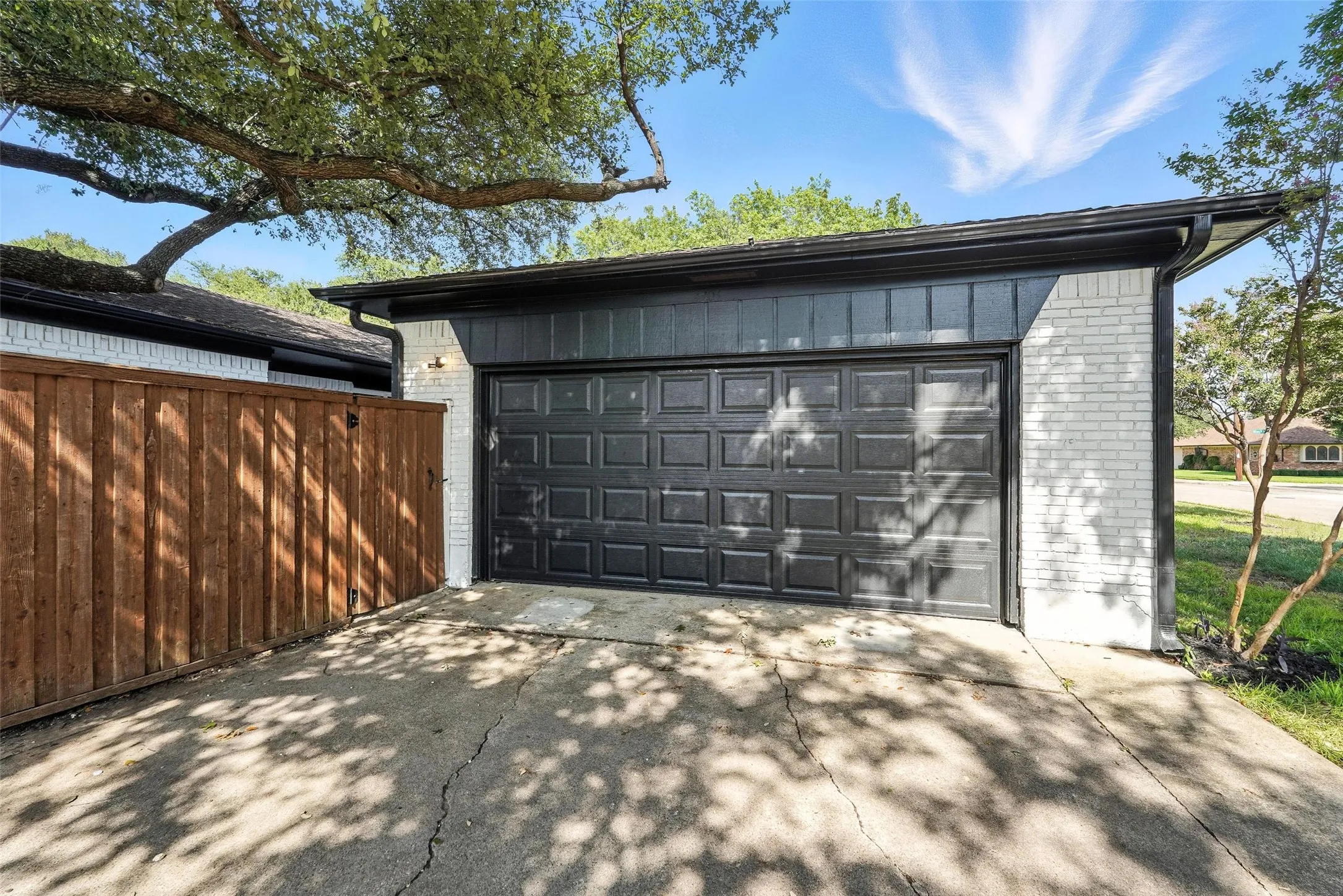 View of detached garage