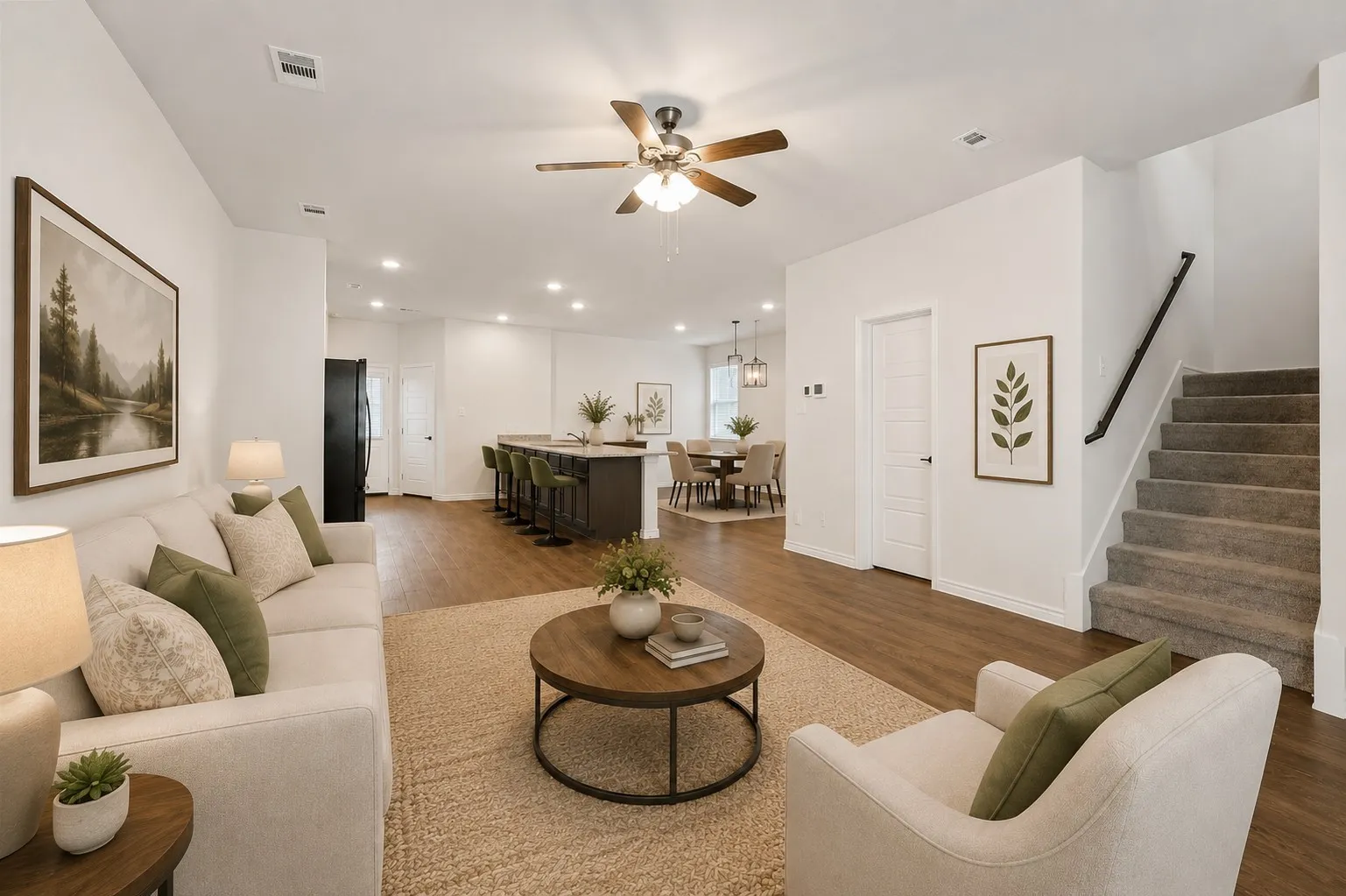 Virtually staged living room.
