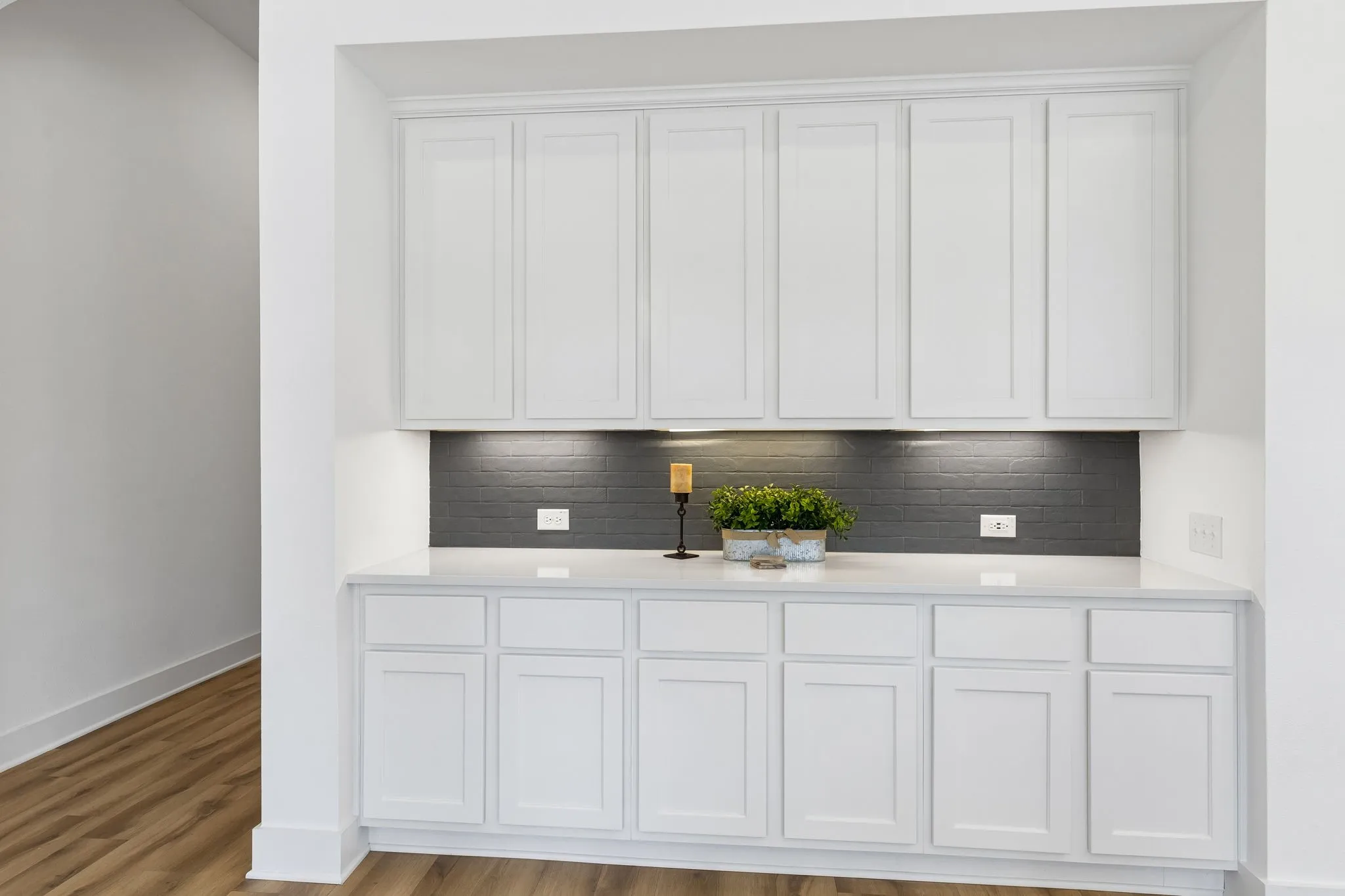 Coffee Bar, with ample counter space for all those kitchen appliances and more than enough storage for additional kitchen supplies