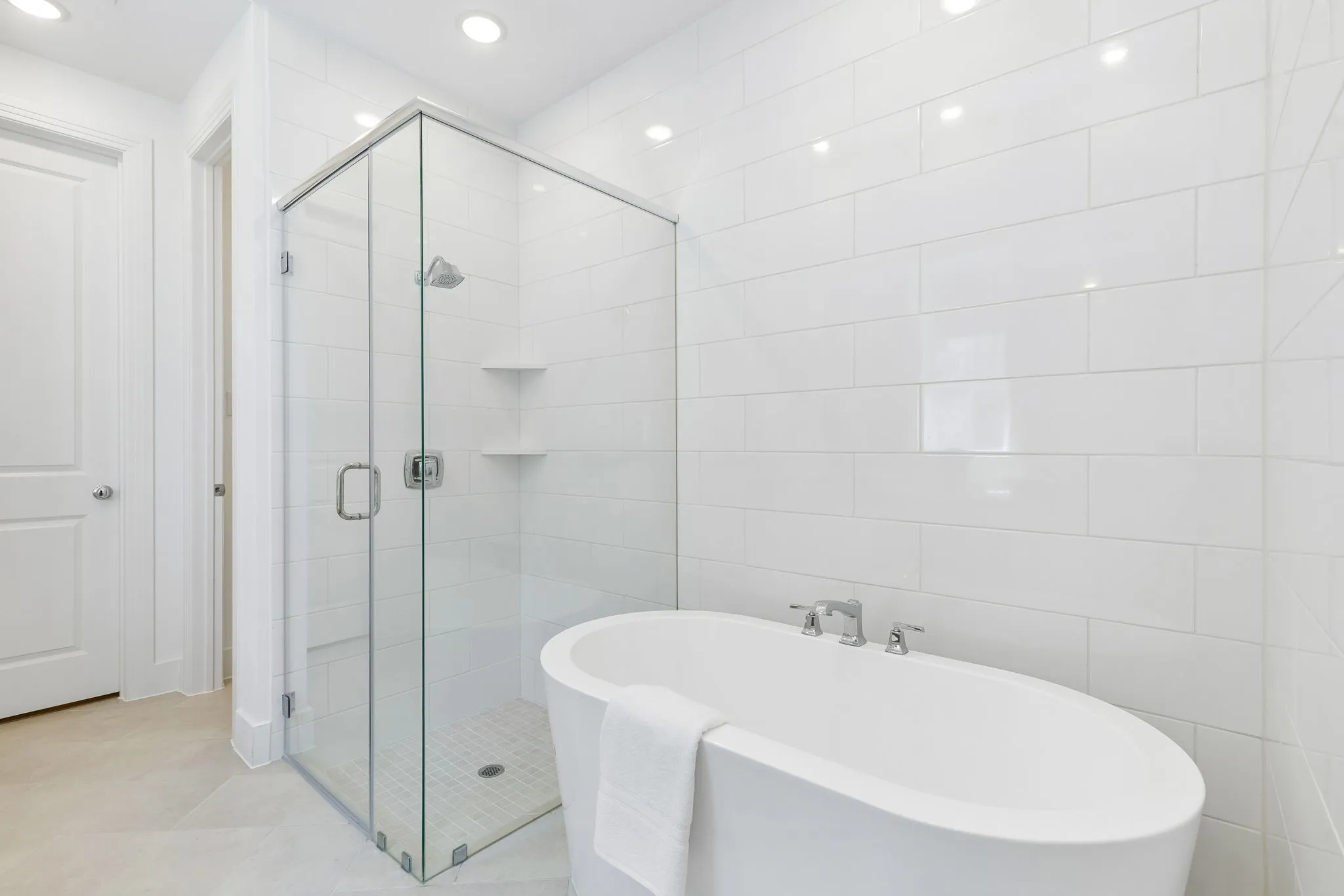 Soaking tub and separate shower