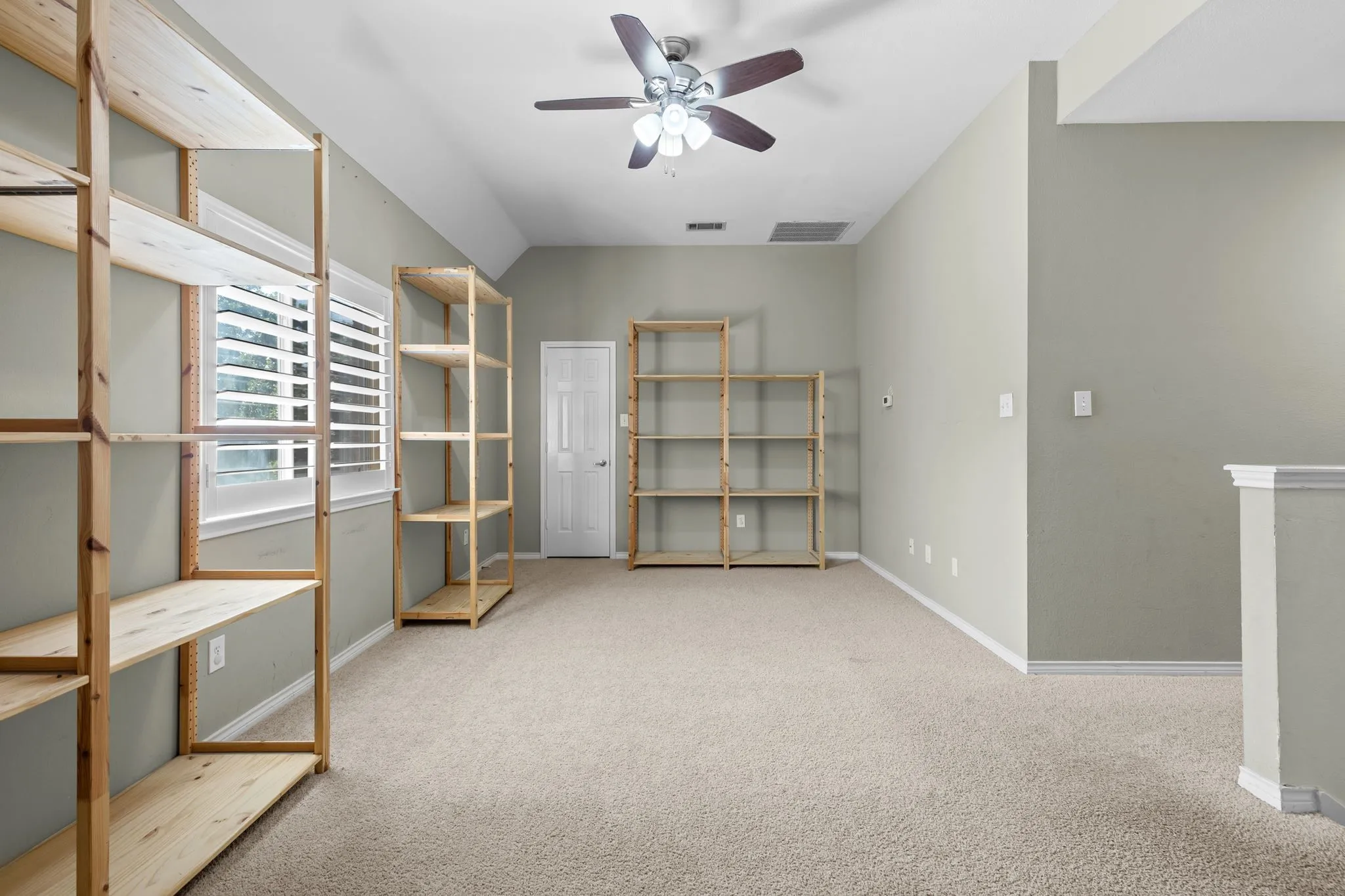 Shelving for games plus a closet