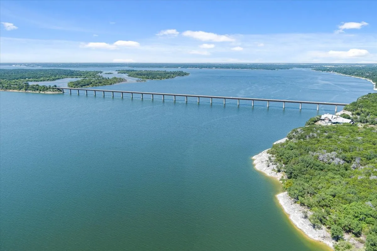 Expansive lake setting with a prominent bridge structure