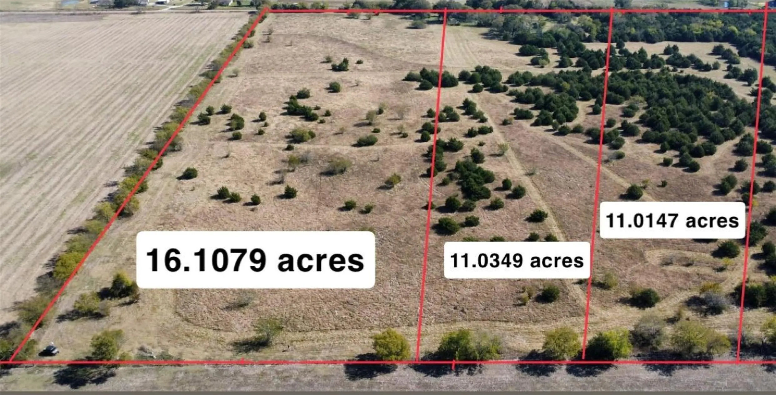 Expansive acreage featuring three defined parcels with varied topography