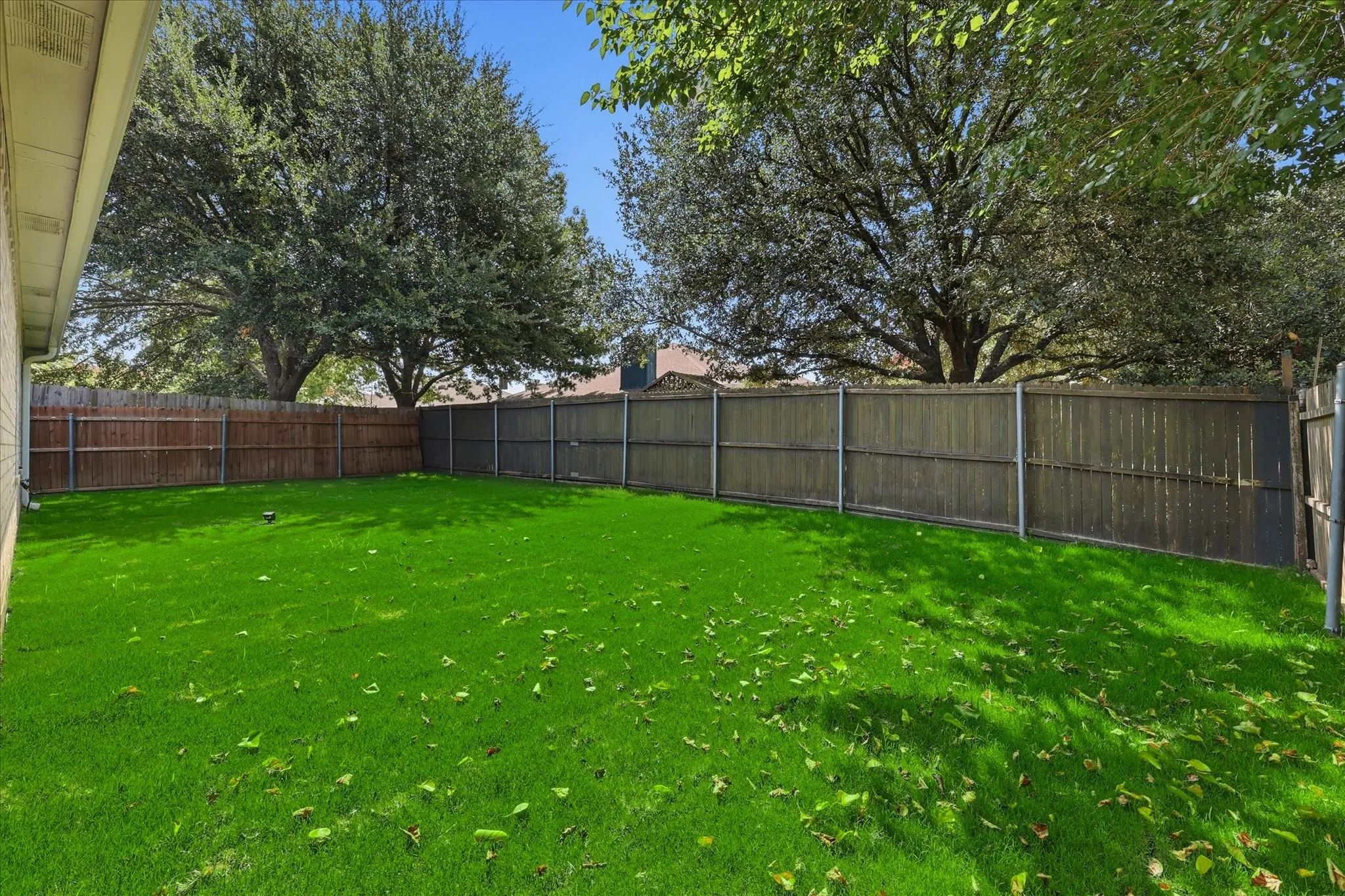 spacious, grassy, non-HOA backyard.