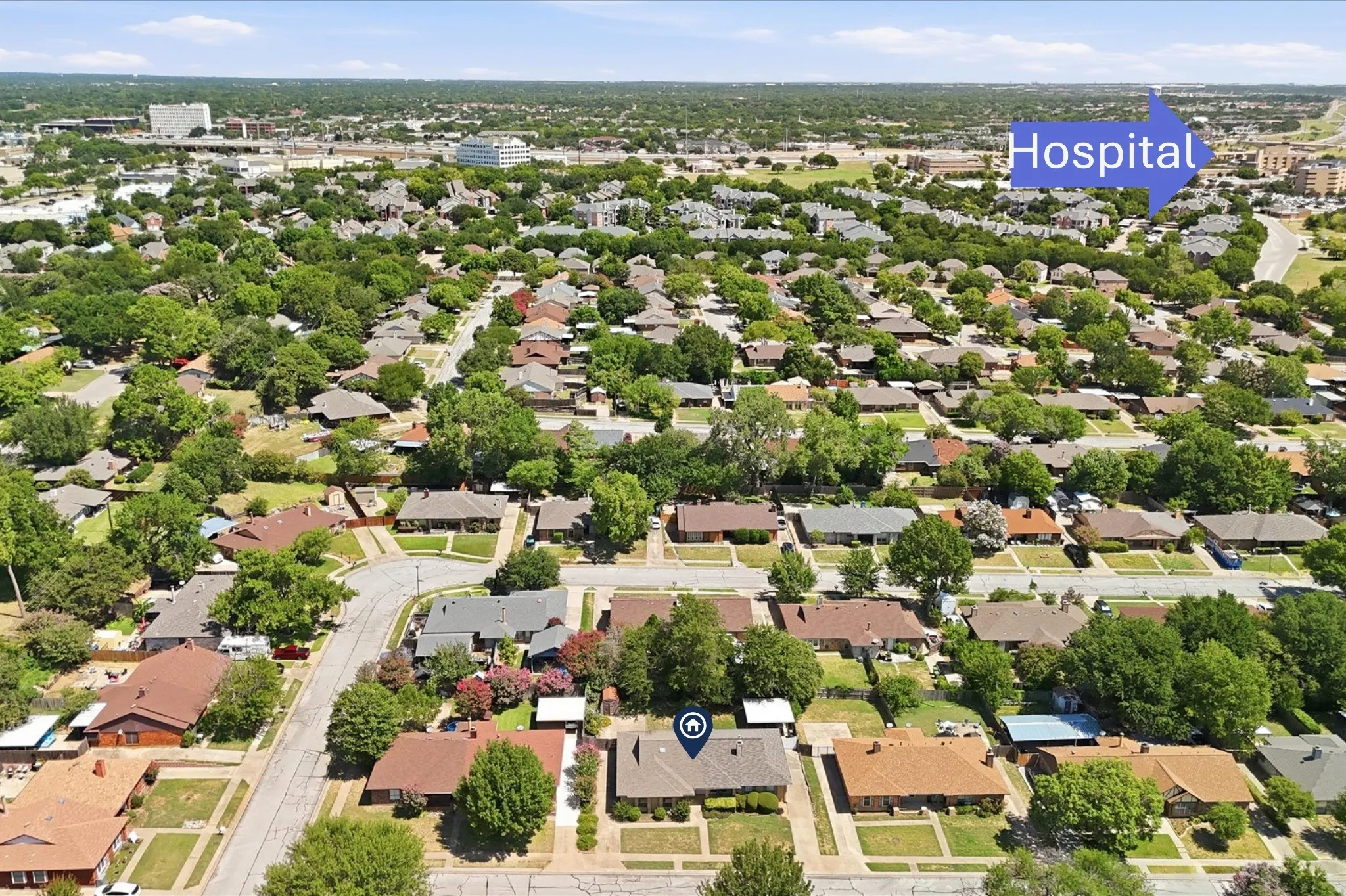 3 min drive to Texas Health Harris Methodist Hospital