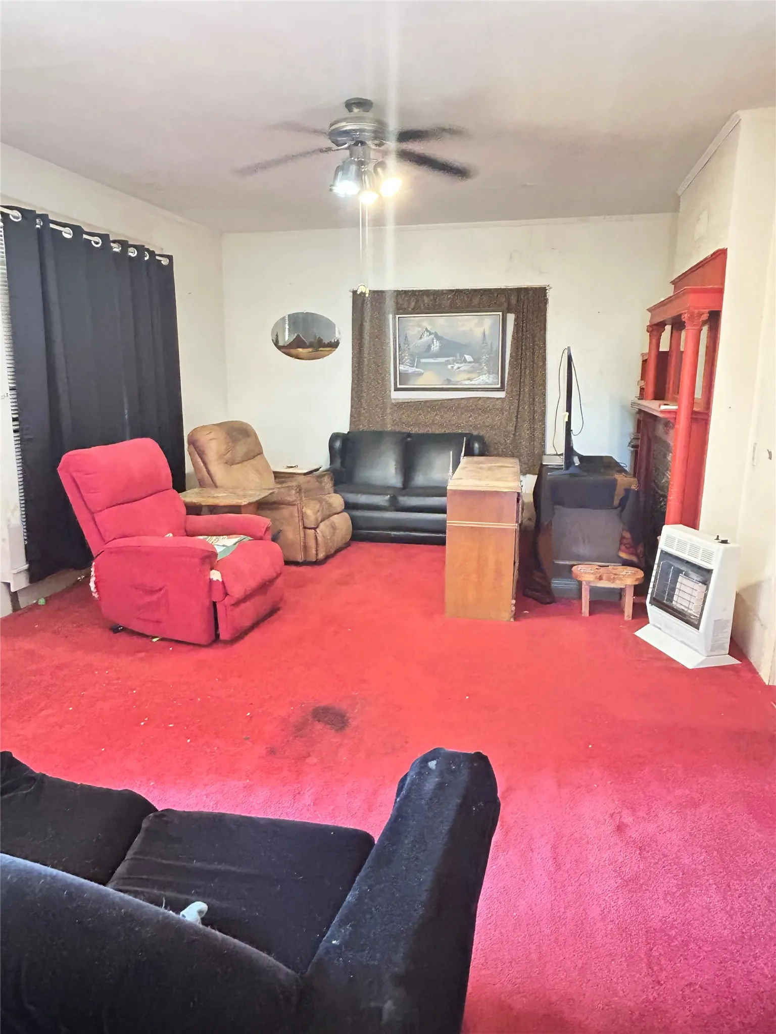 Another view of your Living Room. Furnitire transfers with the house, including the working heaters.