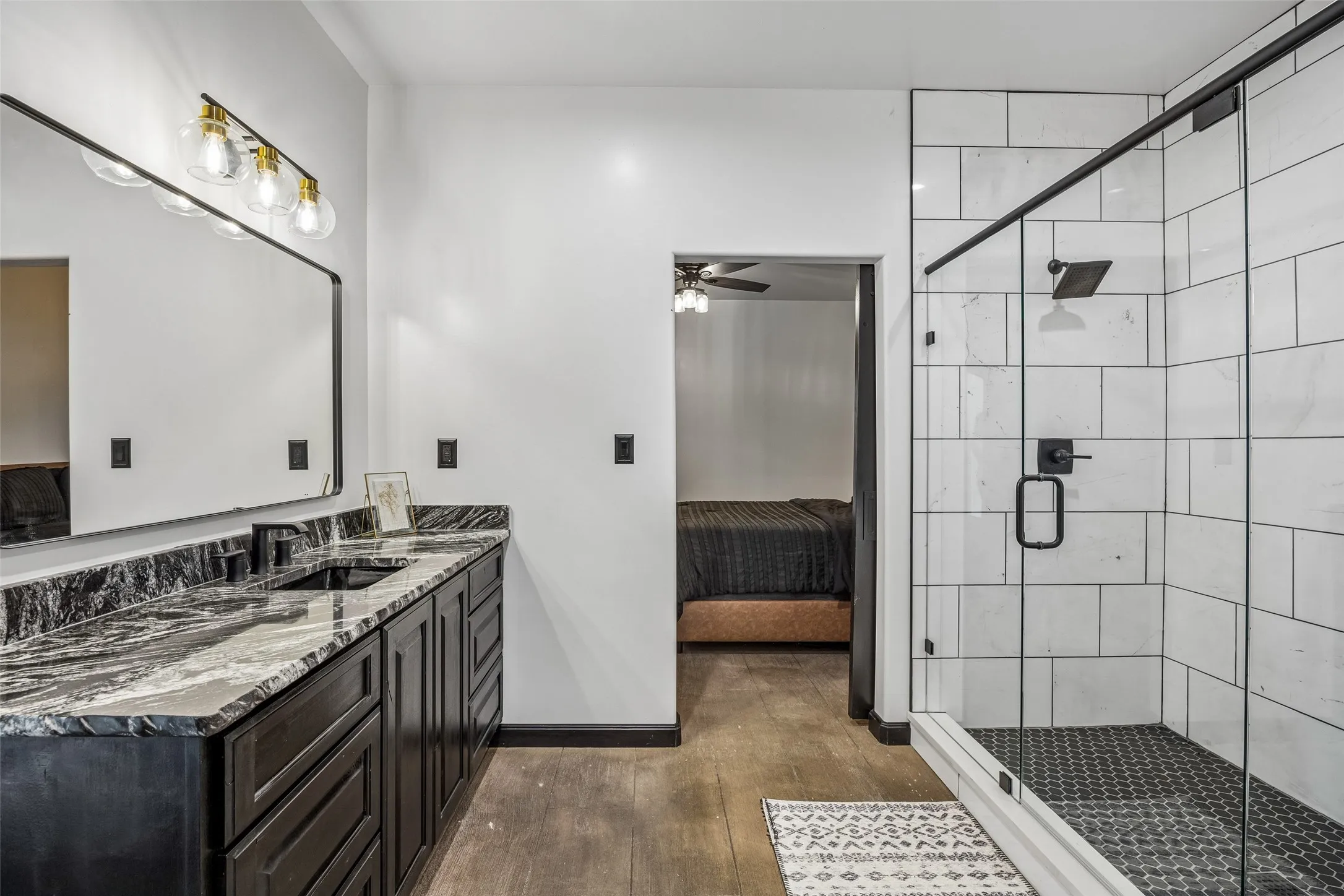 Bathroom in barn apartment.
