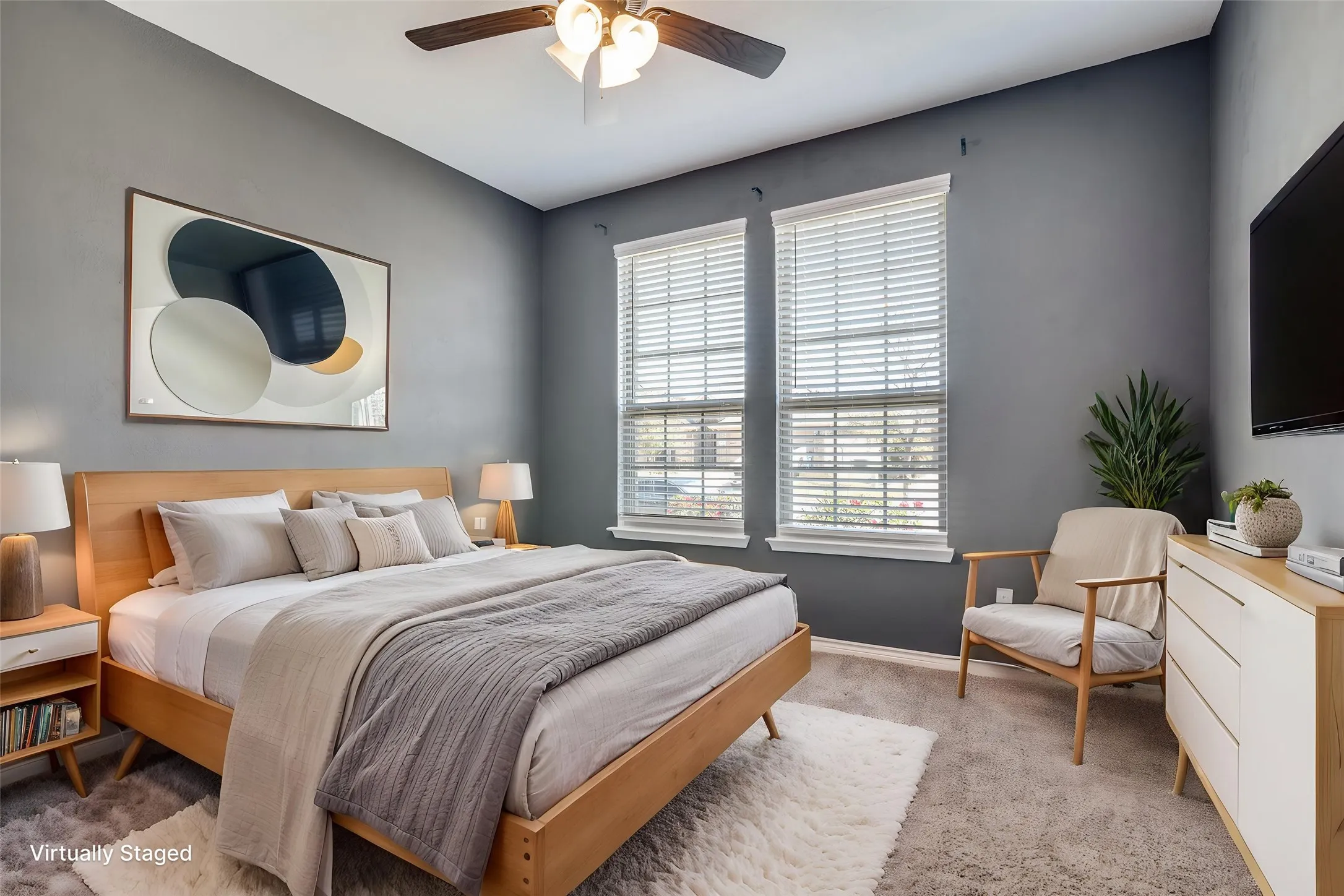 Bedroom #2. Separate from the Primary Suite, this bedroom could also be used as a home office.
