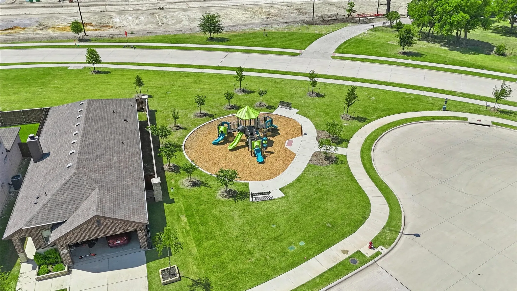 Overhead perspective of the community playground