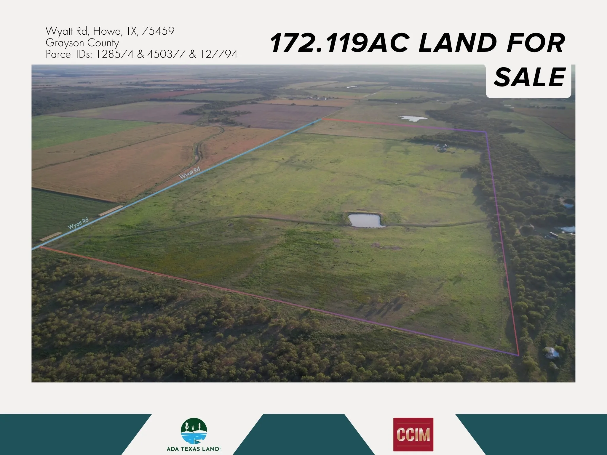 Unimproved Land For Sale in Grayson County , TBD 172.12 Wyatt Road, Howe, Texas 75092, 0, 0, Garage spaces, 0 Sqft, built in 0, Price $9,466,600, mls#21348222, Real Estate Agent in Howe, Homes For Sale in Grayson county, Homes For Sale in Howe, Realtor in Howe Texas, Real Estate Brokerage Independent Realty Texas, Luminita Cordes Realtor