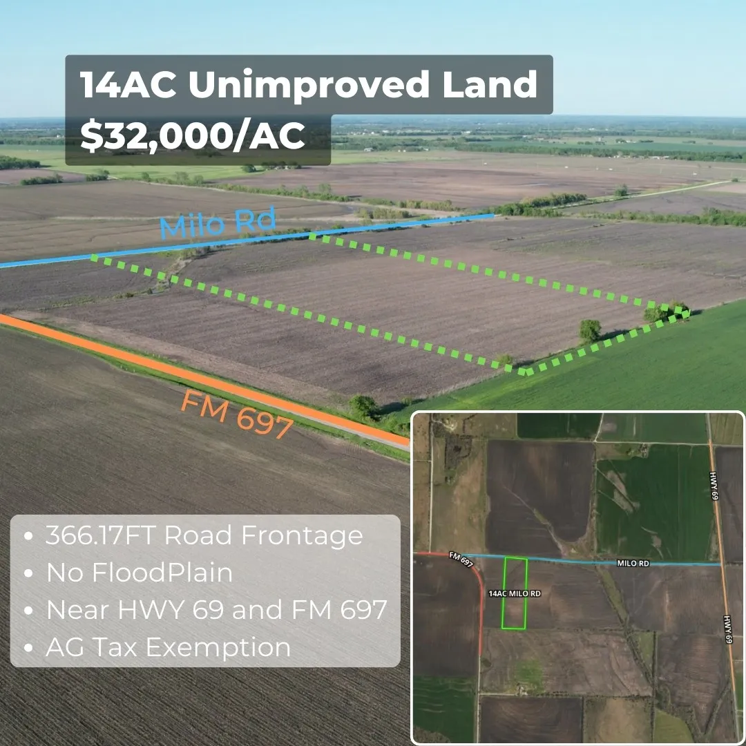 Unimproved Land For Sale in Grayson County , 14AC TBD Milo Road, Whitewright, Texas 75491, 0, 0, Garage spaces, 0 Sqft, built in 0, Price $448,000, mls#21348260, Real Estate Agent in Whitewright, Homes For Sale in Grayson county, Homes For Sale in Whitewright, Realtor in Whitewright Texas, Real Estate Brokerage Independent Realty Texas, Luminita Cordes Realtor