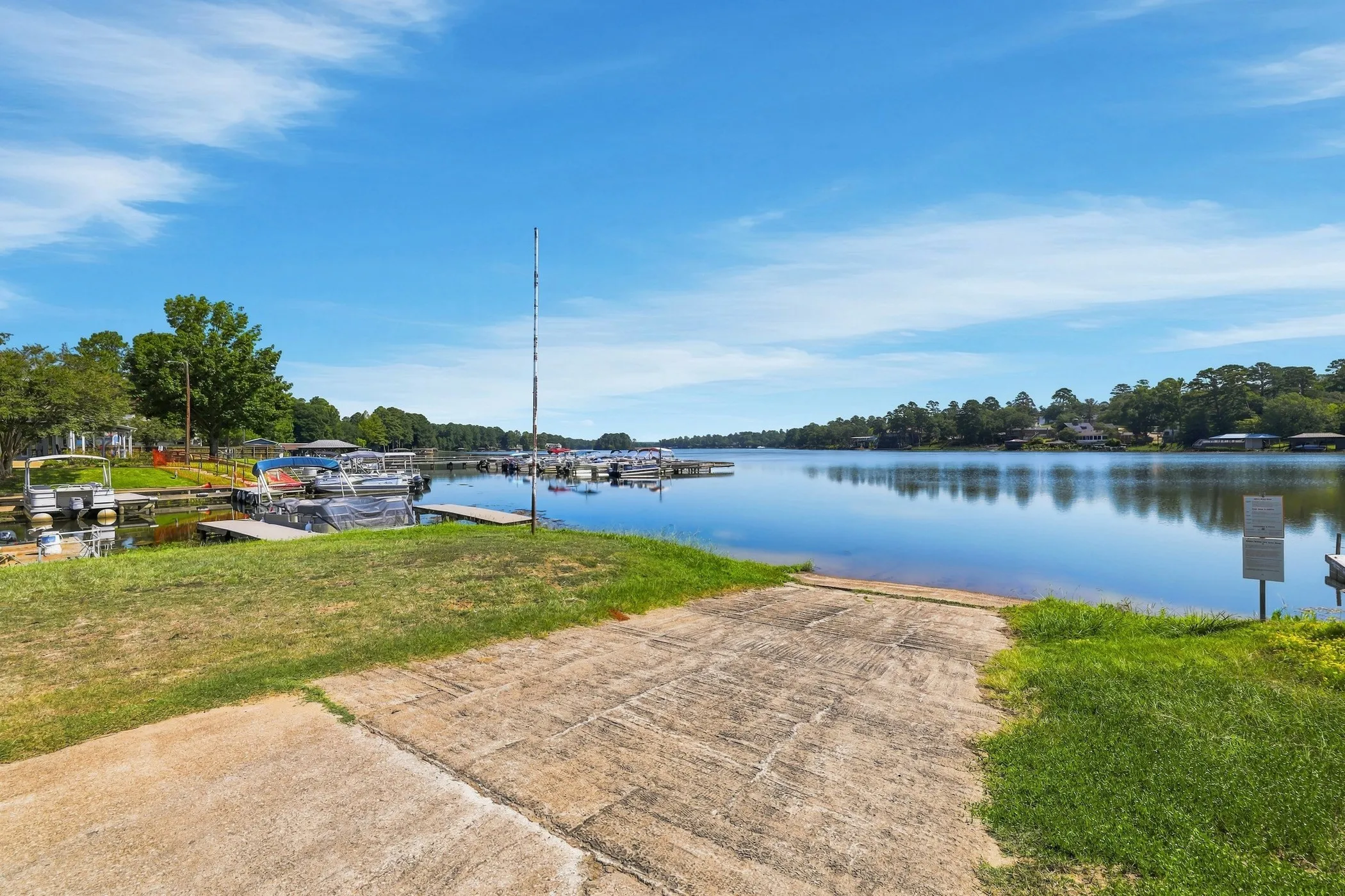 Concrete boat ramp providing direct water access