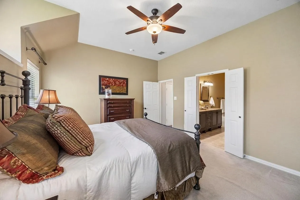 A comfortable retreat with room for a full bedroom arrangement.