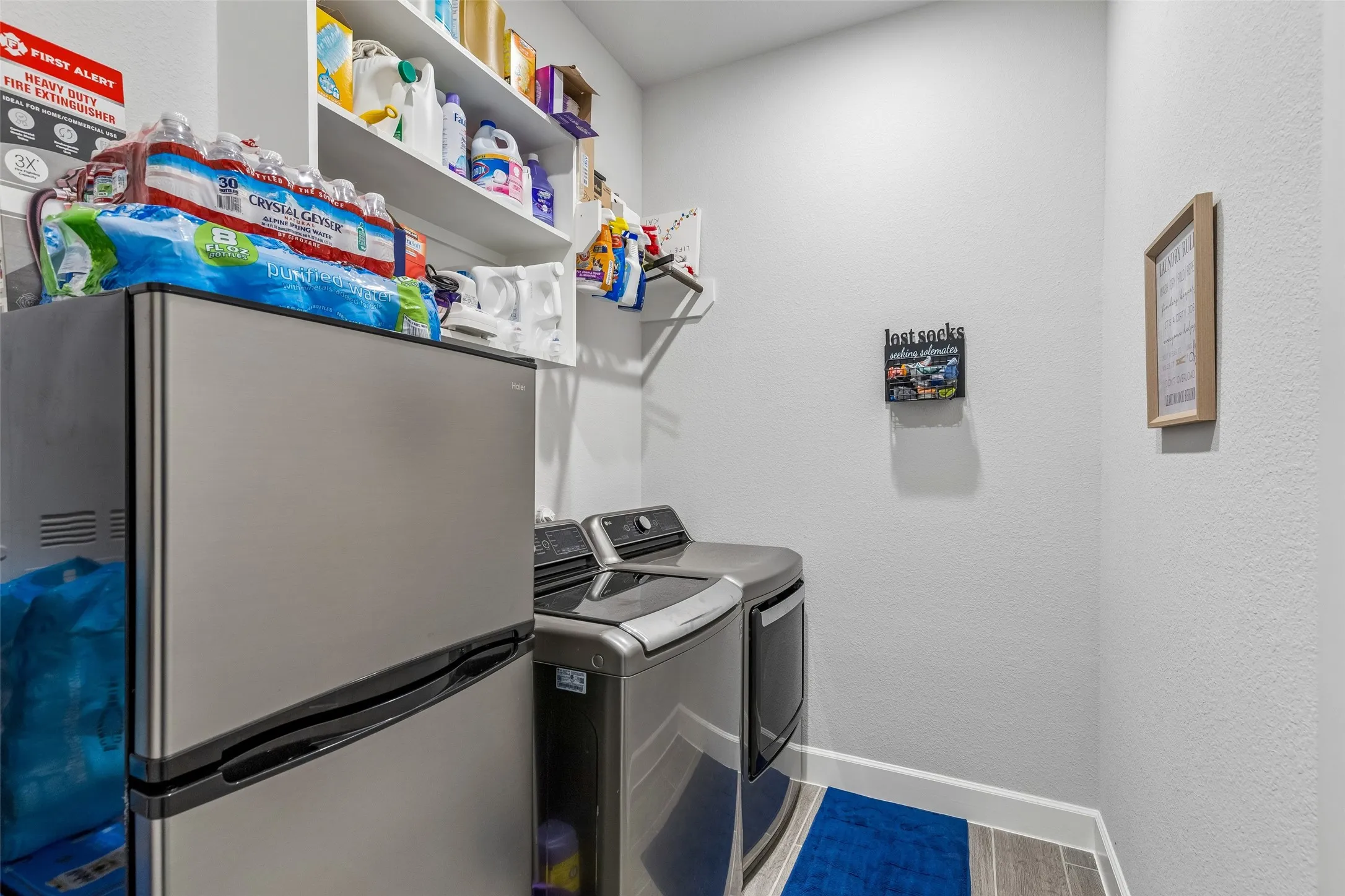 washer and dryer with room for a fridge