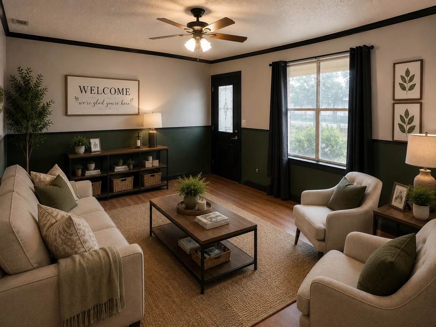 Virtually staged inspiration photo showing the living room potential.