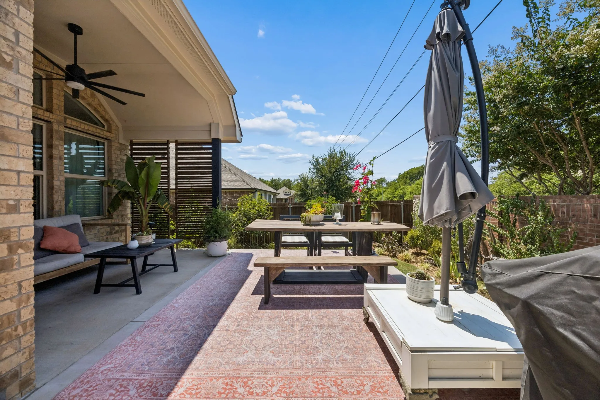 Room for grilling, corn hole, and catching some sun.   Great gathering spot for friends and family