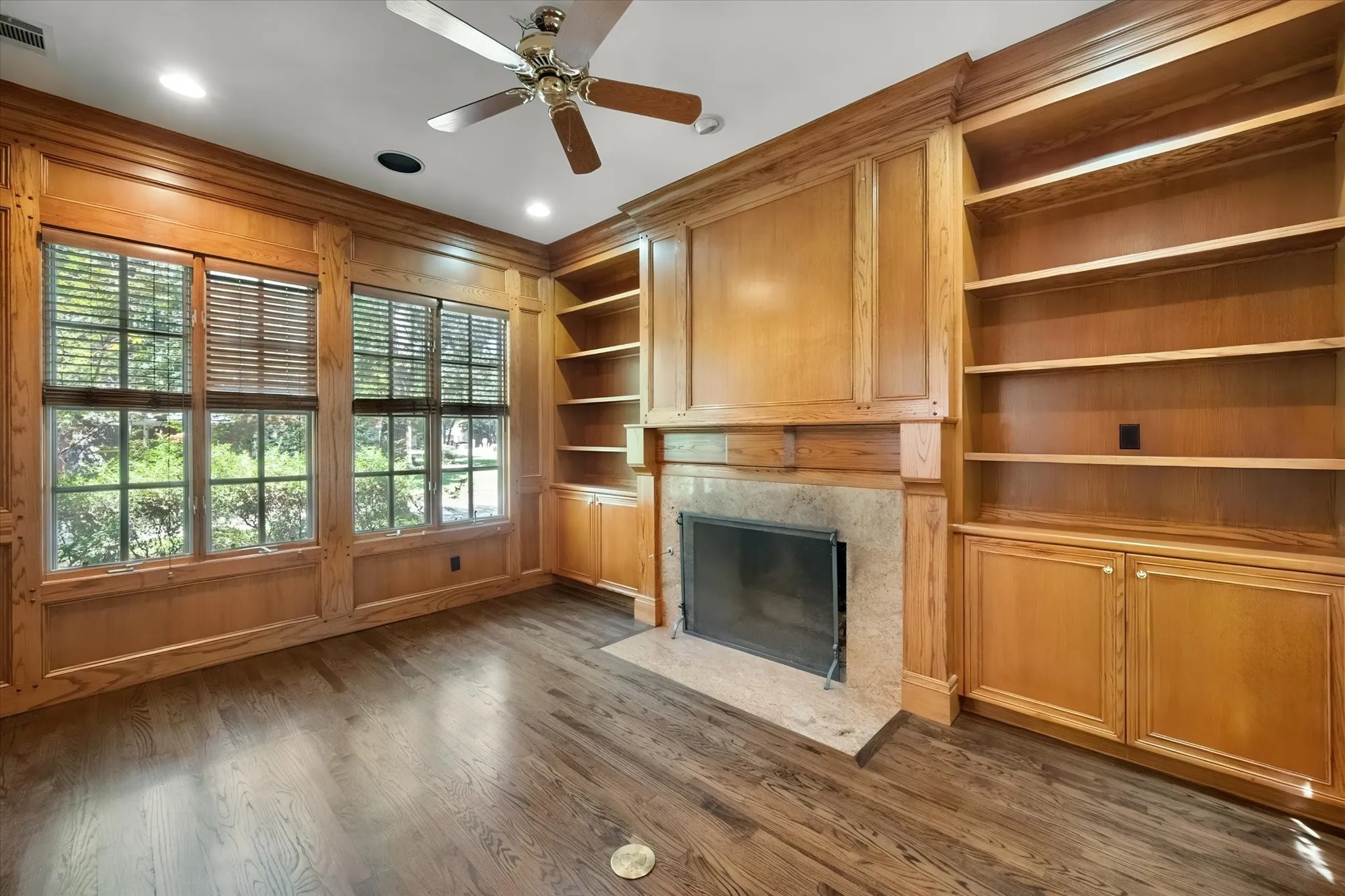 The library has 2nd fireplace and can also be an office
