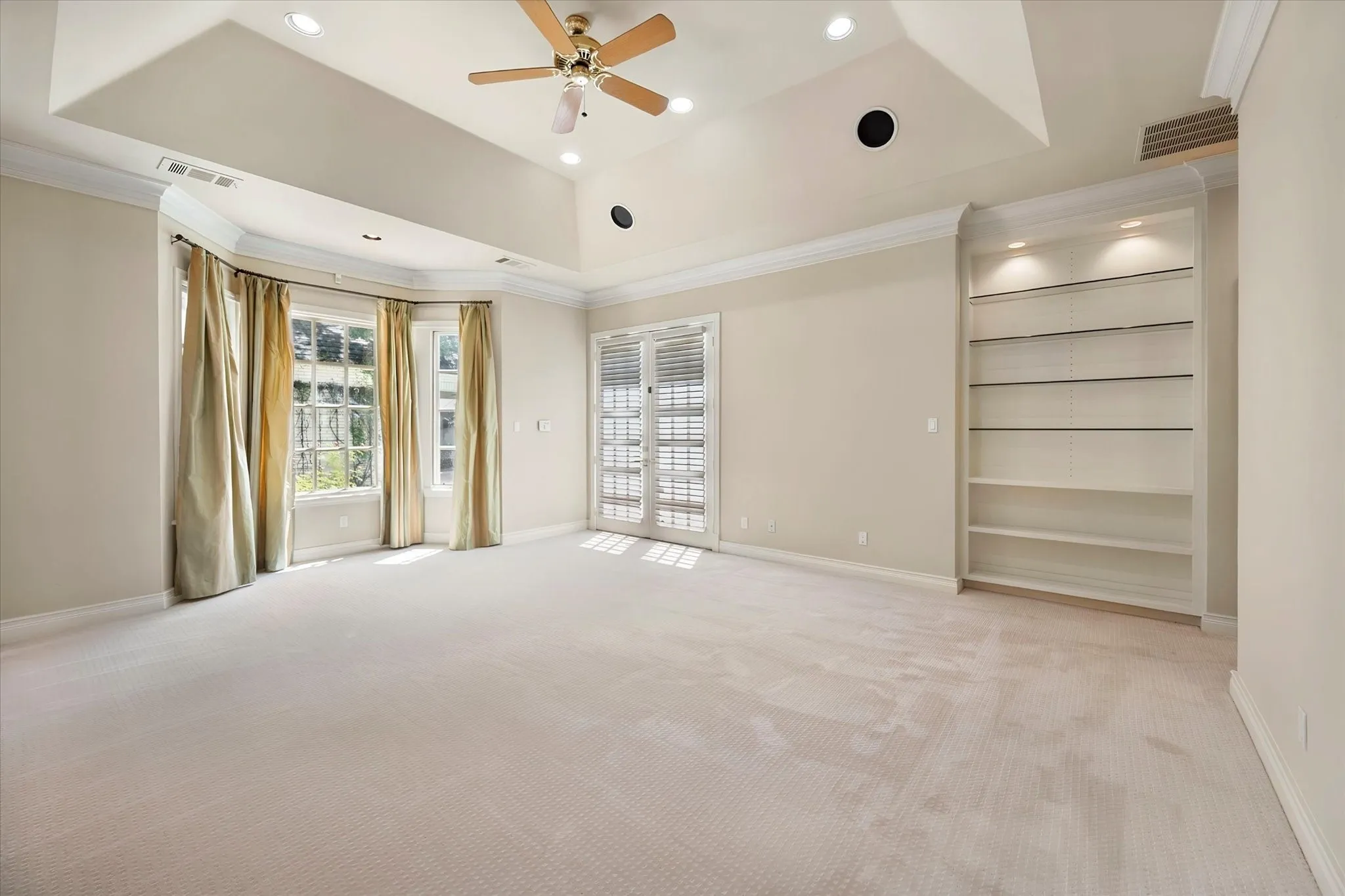 French doors lead to the pool.