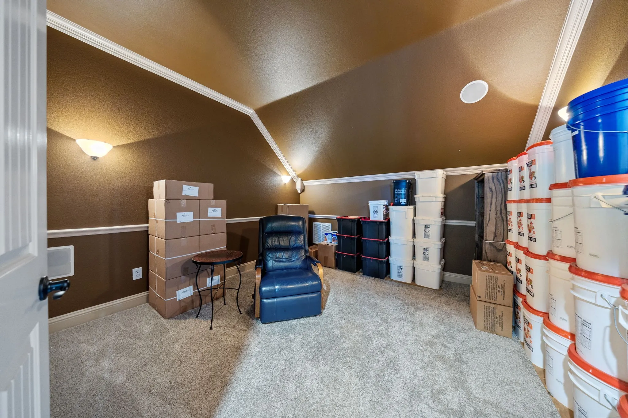 Media room which is currently used for storage