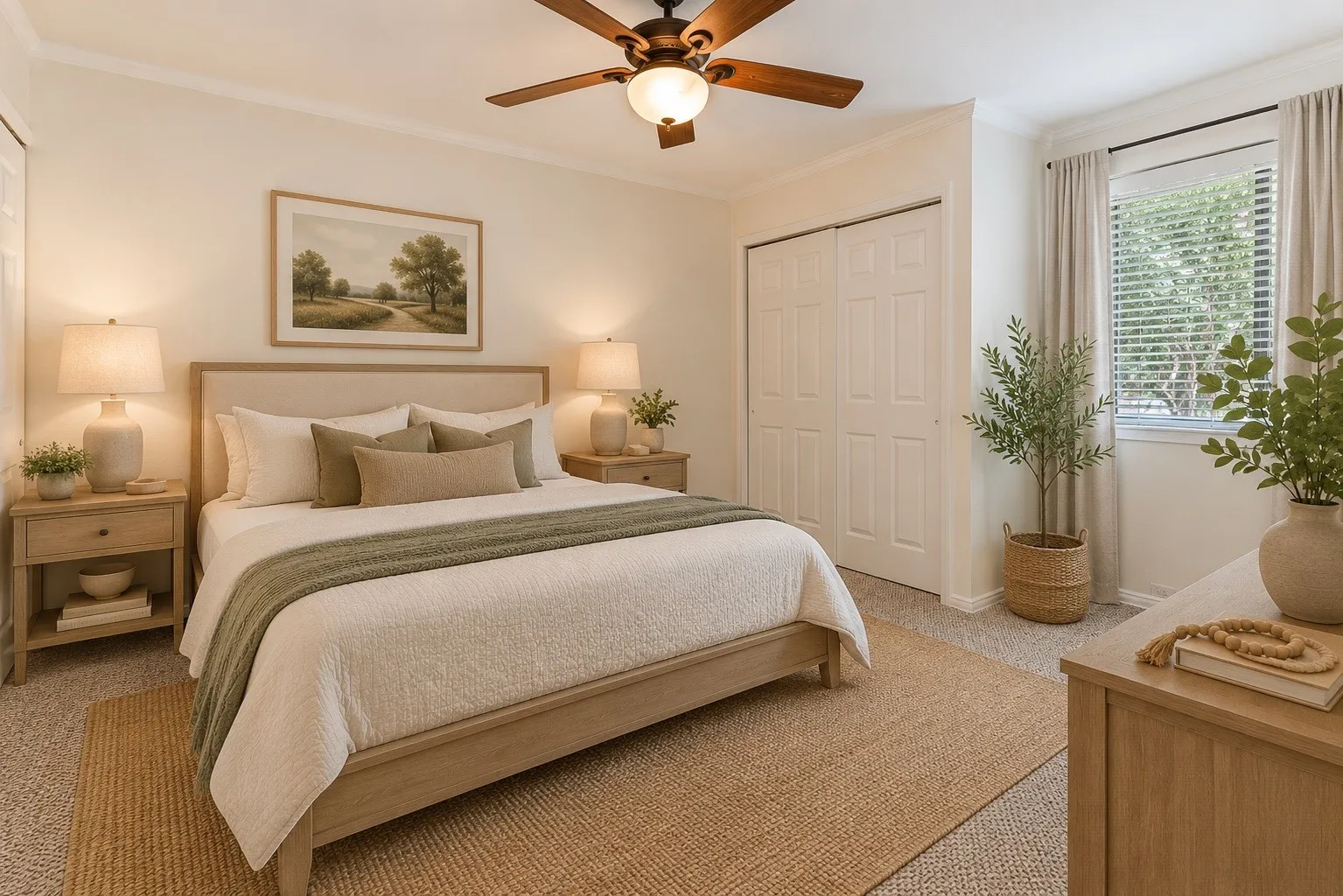 Virtually staged as a primary bedroom