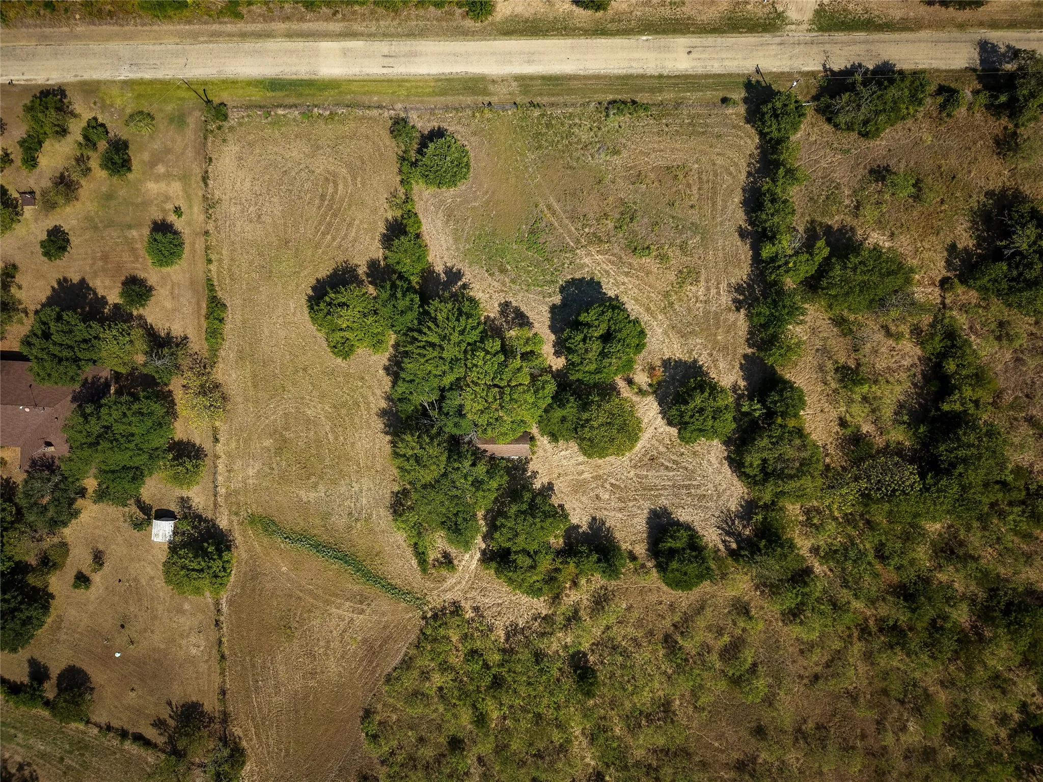Expansive land parcel featuring a mix of open areas and mature trees
