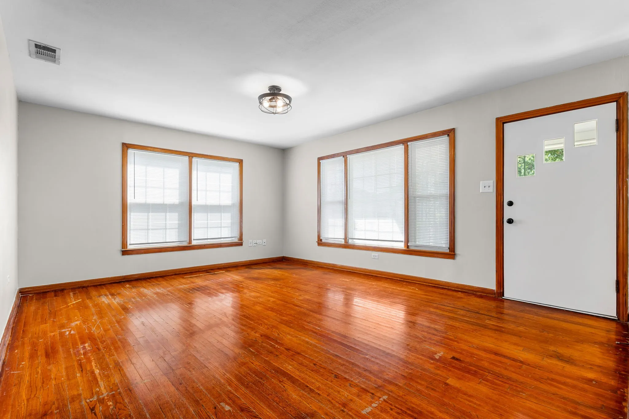 Living Area with original hardwood floors