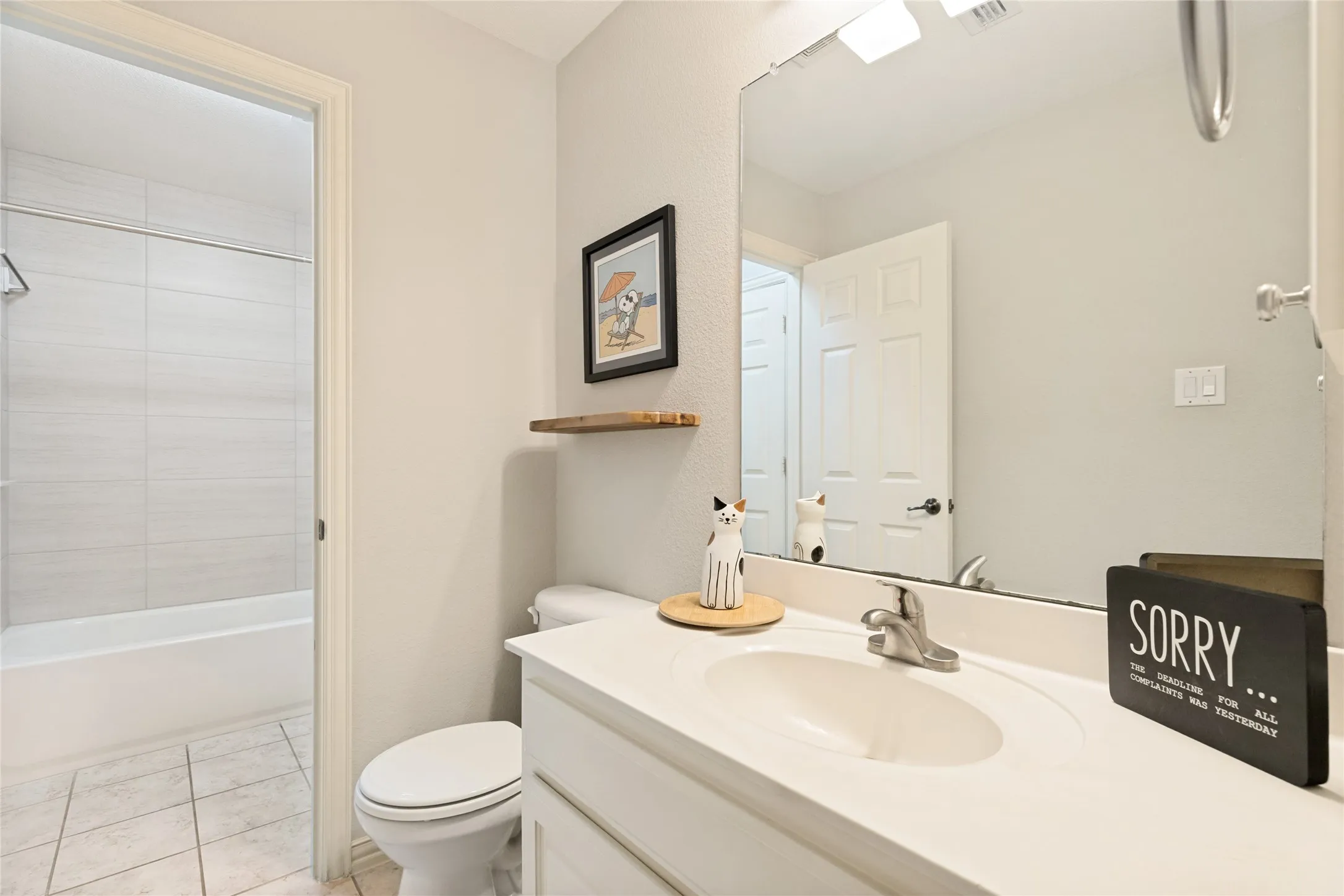 Another view of upstairs bathroom from another bedroom