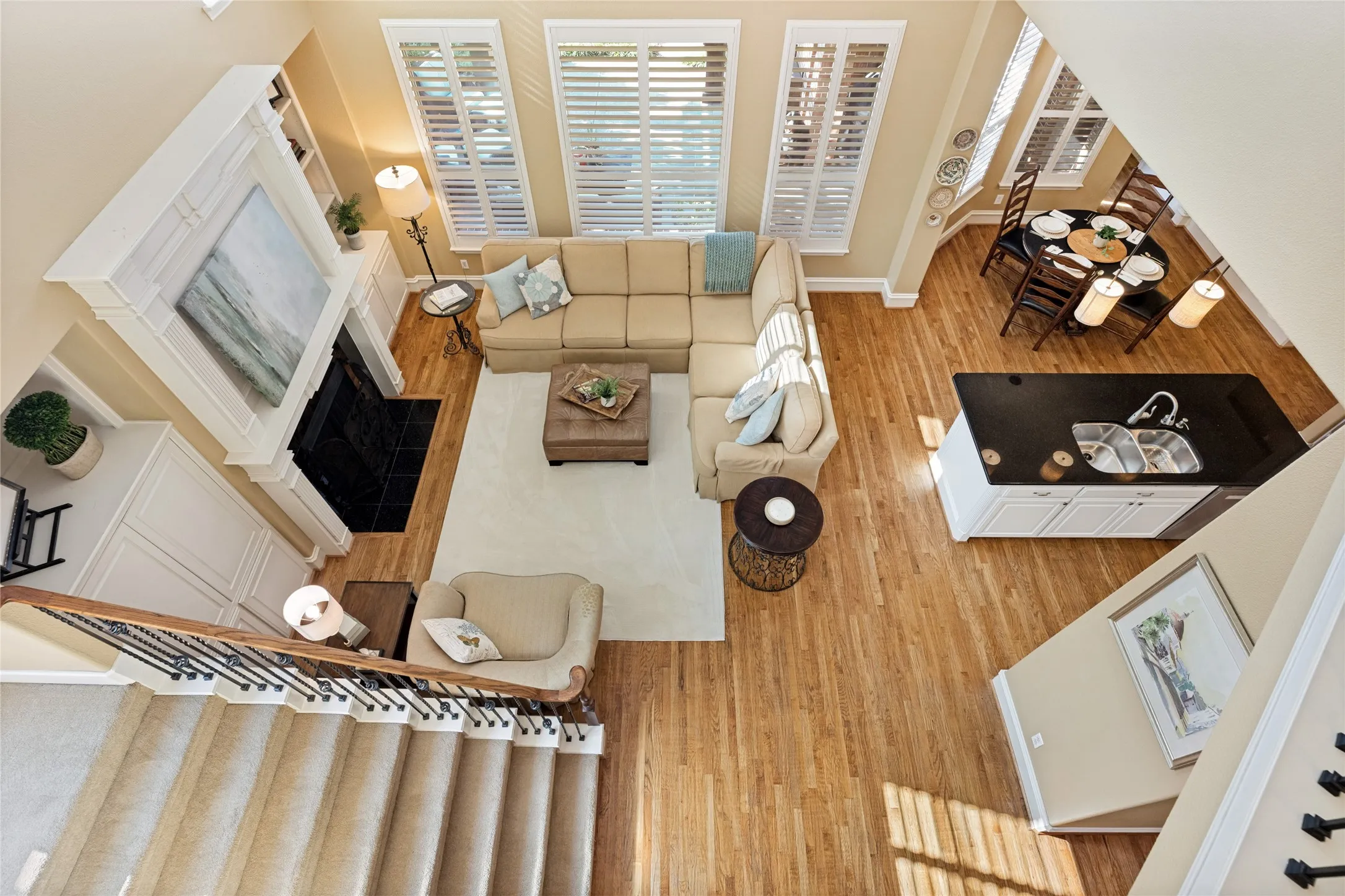 Fun view of living area downstairs from above