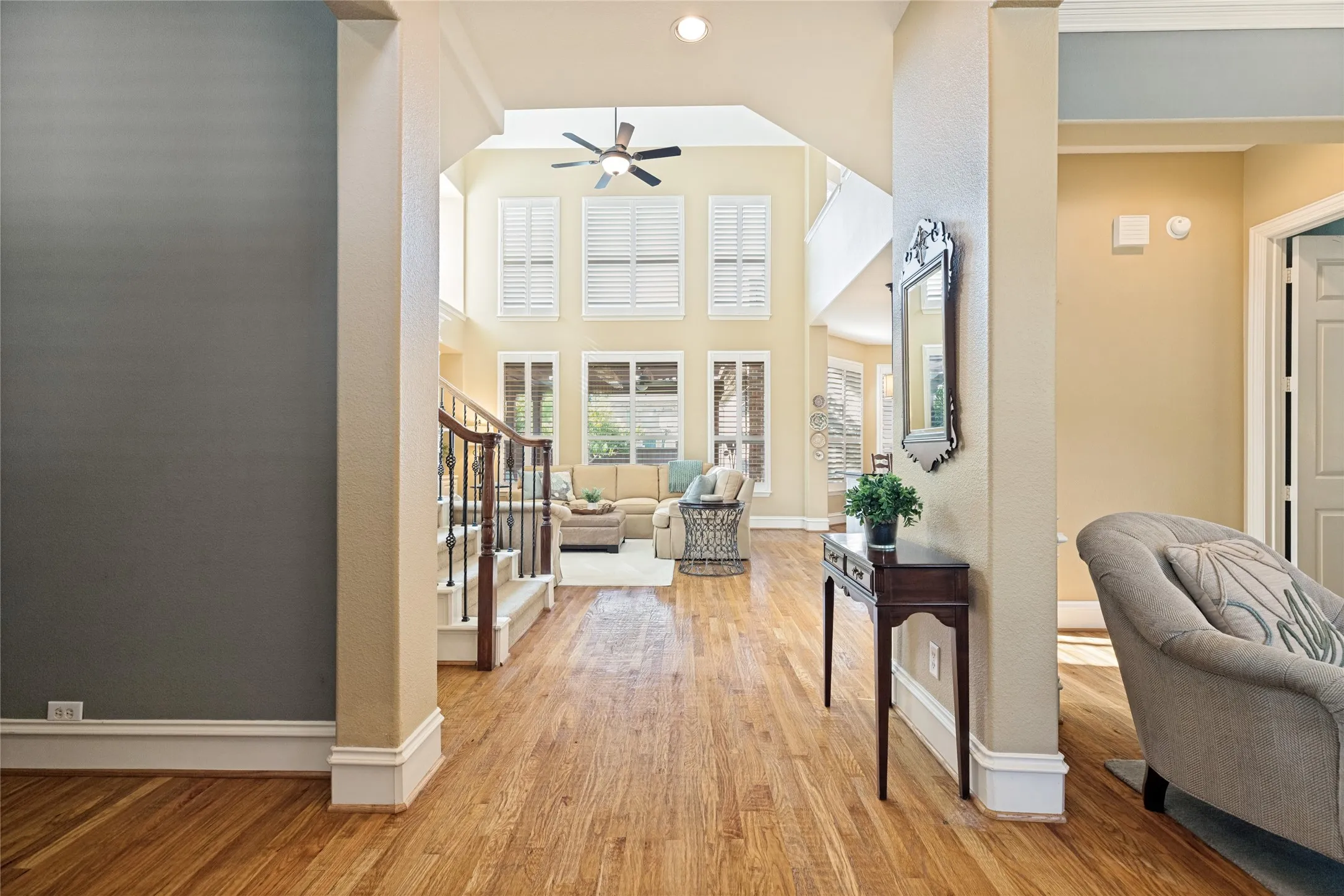 View of lower floor from foyer looking to back of home