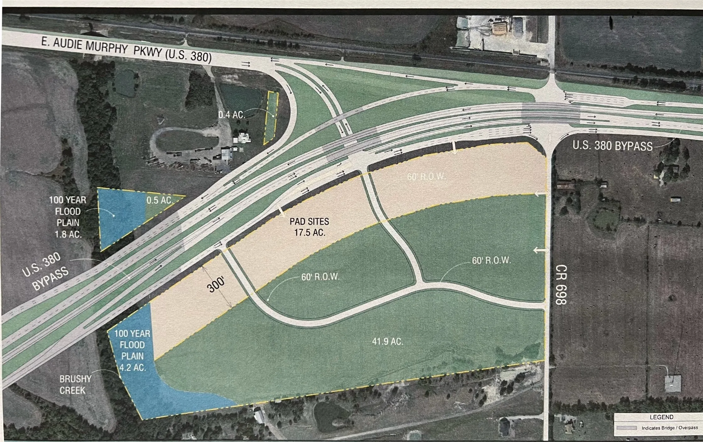 Proposed US 380 ByPass directly in front of this land listing (Land listing does NOT include Hwy 380 road frontage
or 380 ByPass frontage; Only road frontage on CR 698.