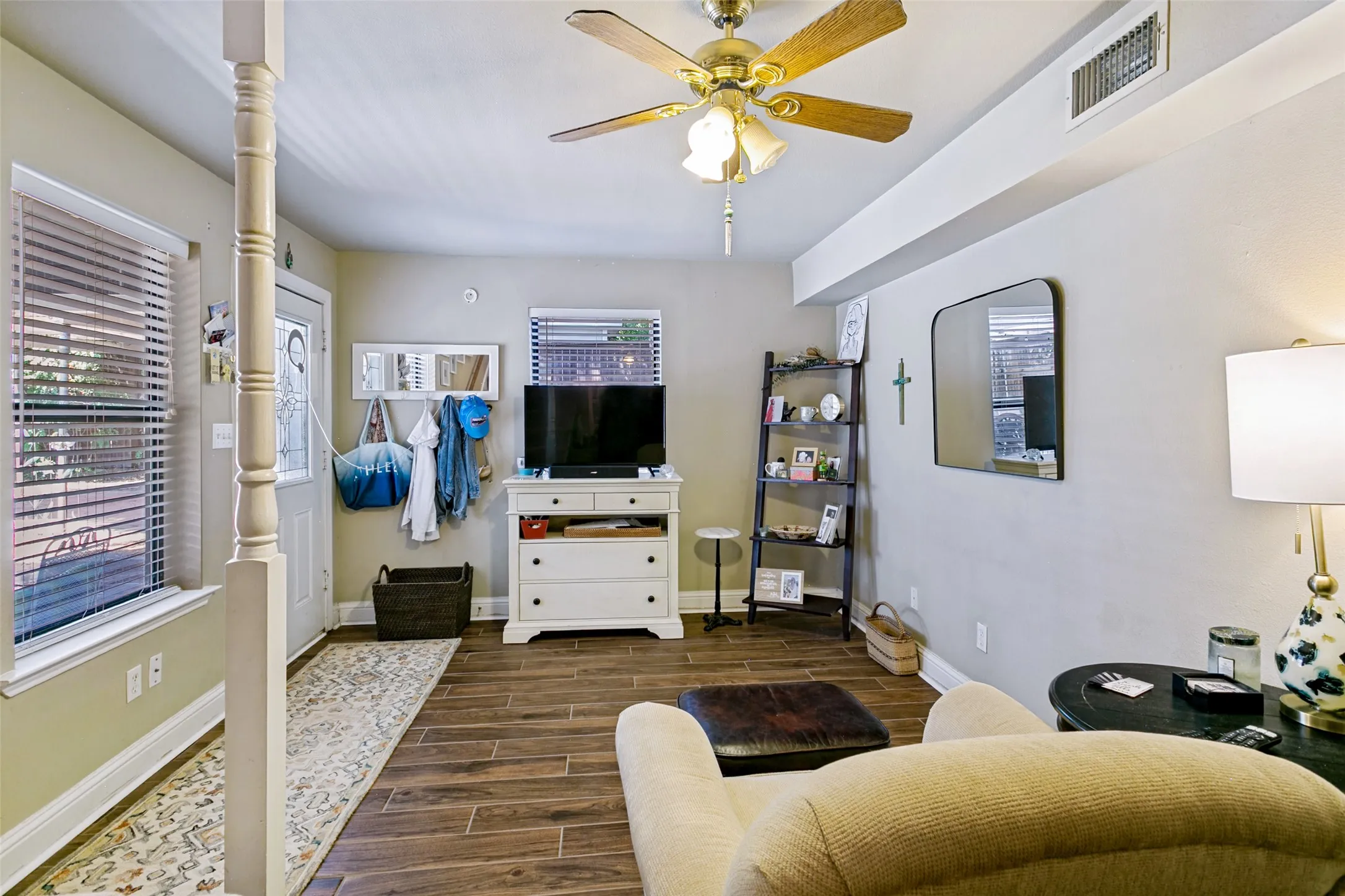 The flooring in guest house living room was replaced this year.