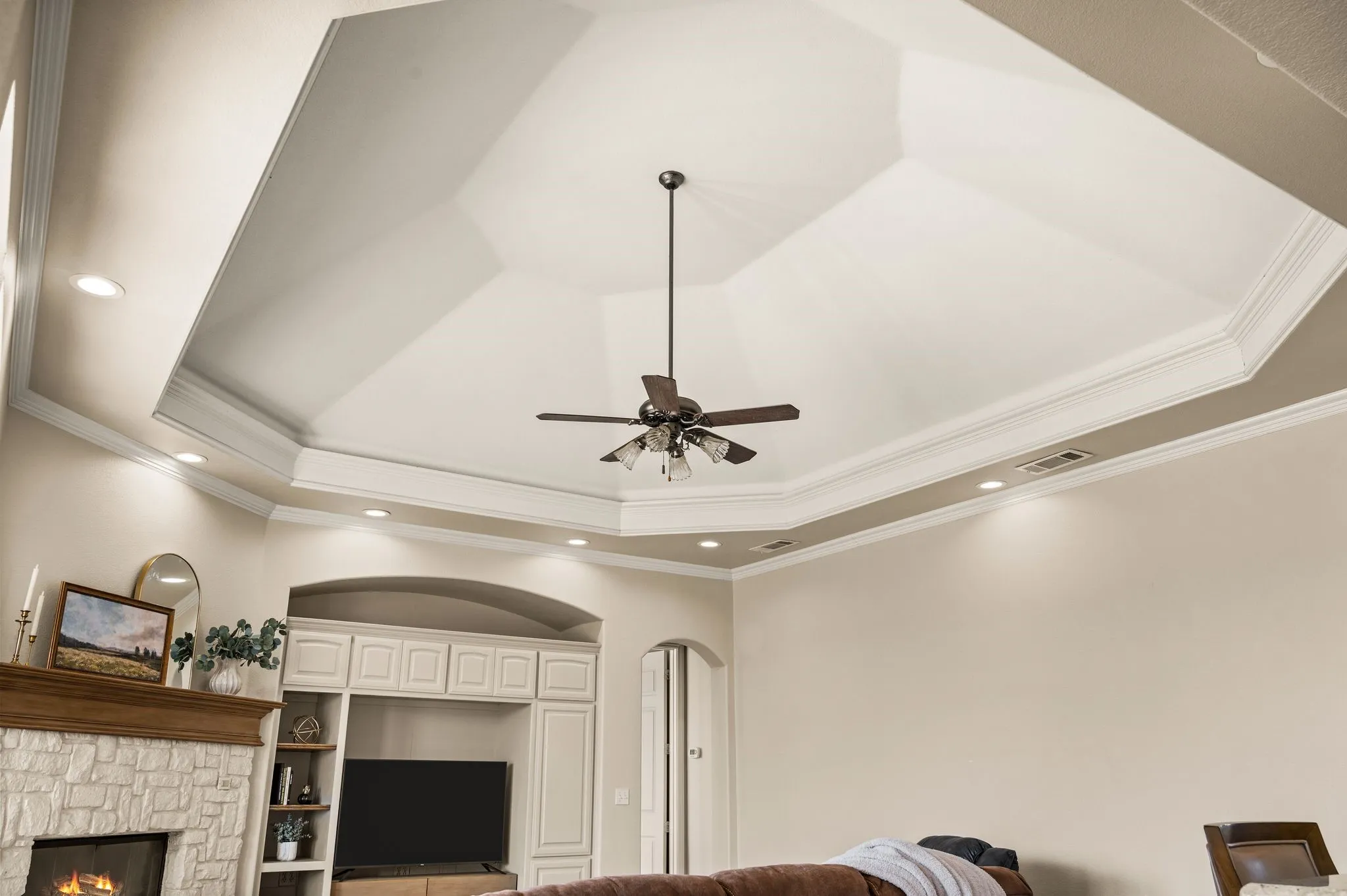 wired for future lighting to this tray ceiling