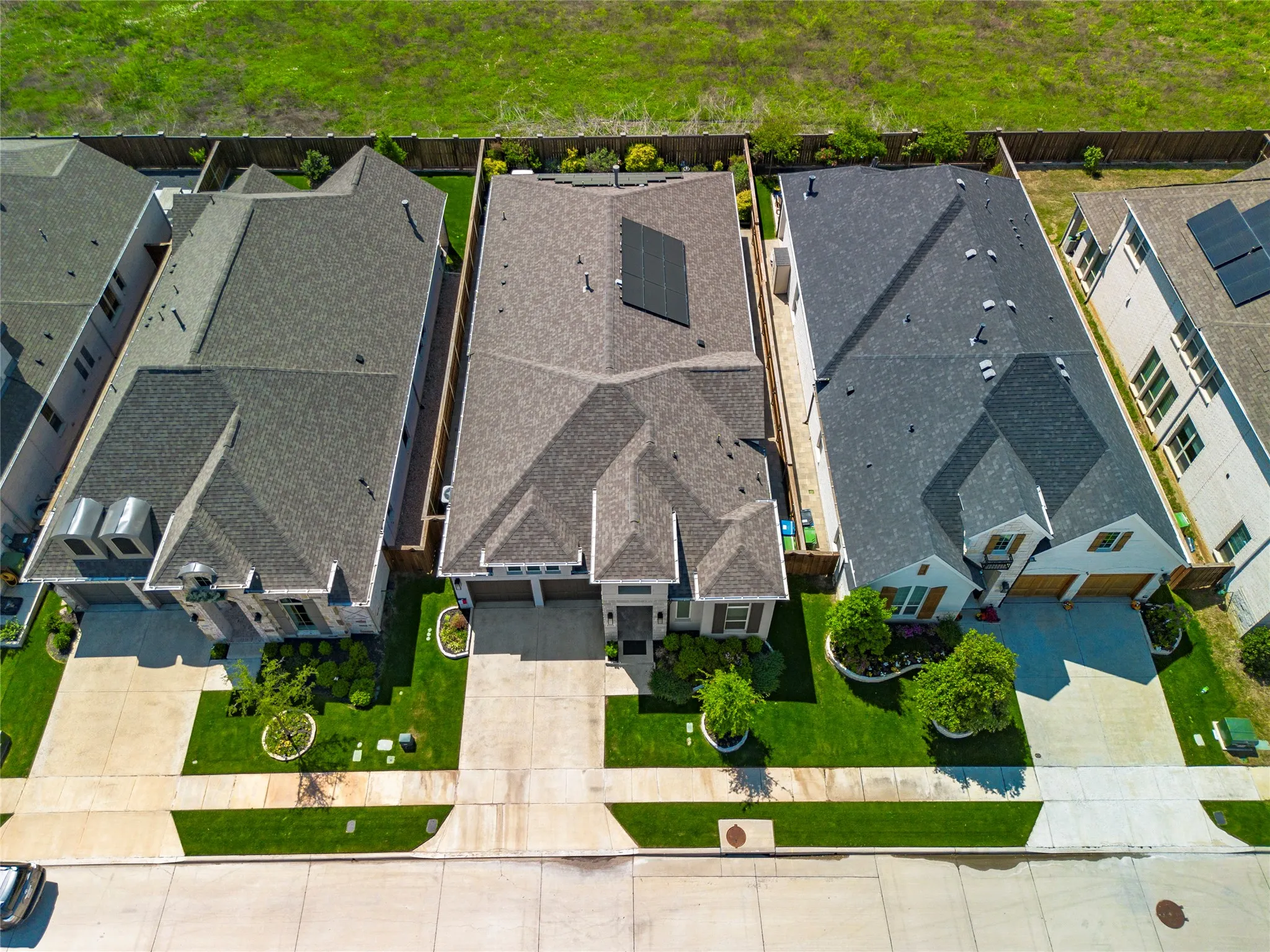 Aerial perspective of suburban area