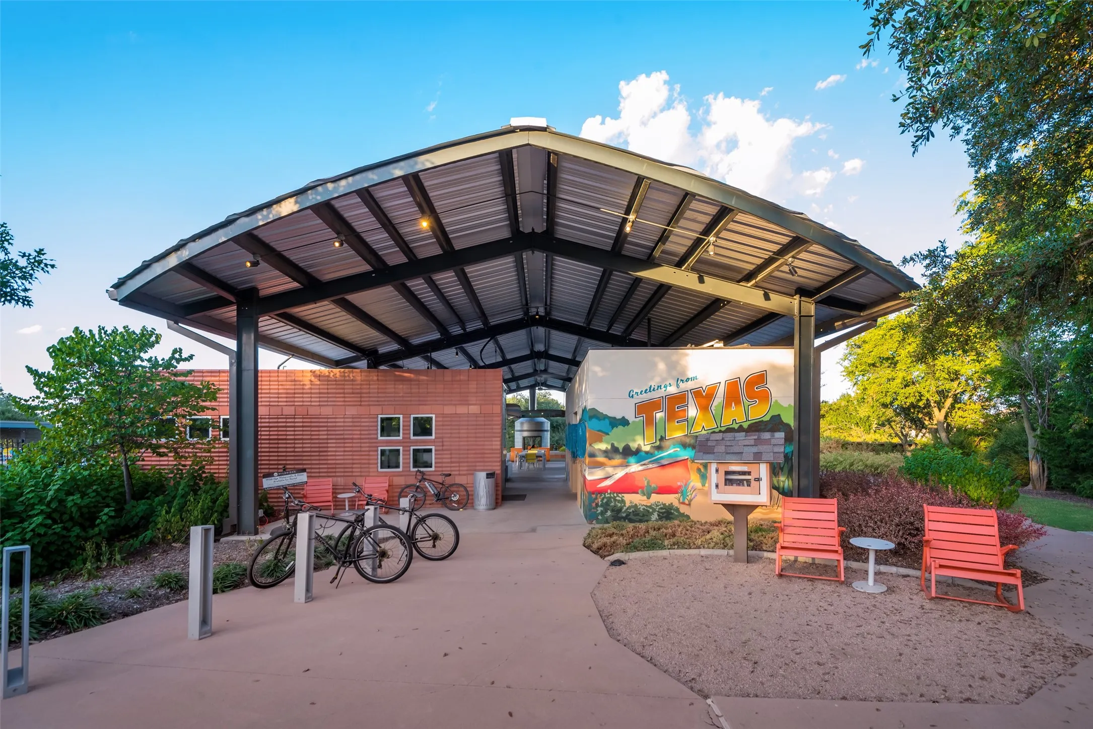 Main Community Center "The Haven" featuring an outdoor pavilion, splash pad and pool