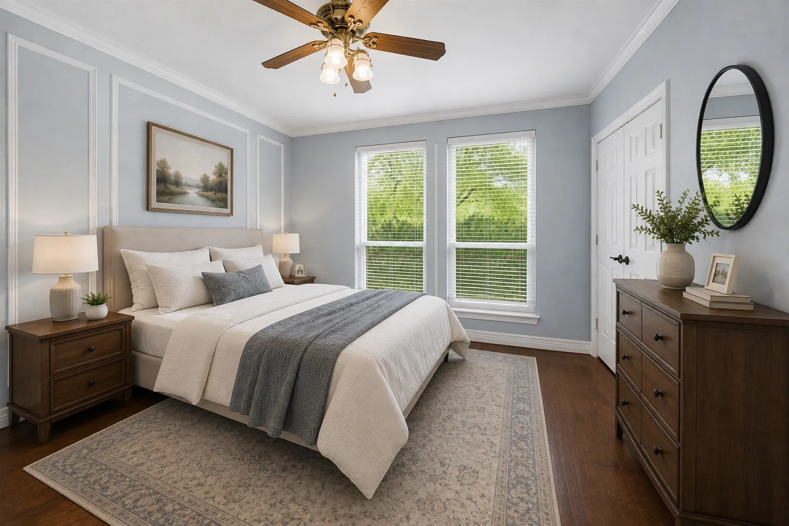 The office is virtually staged as a bedroom.