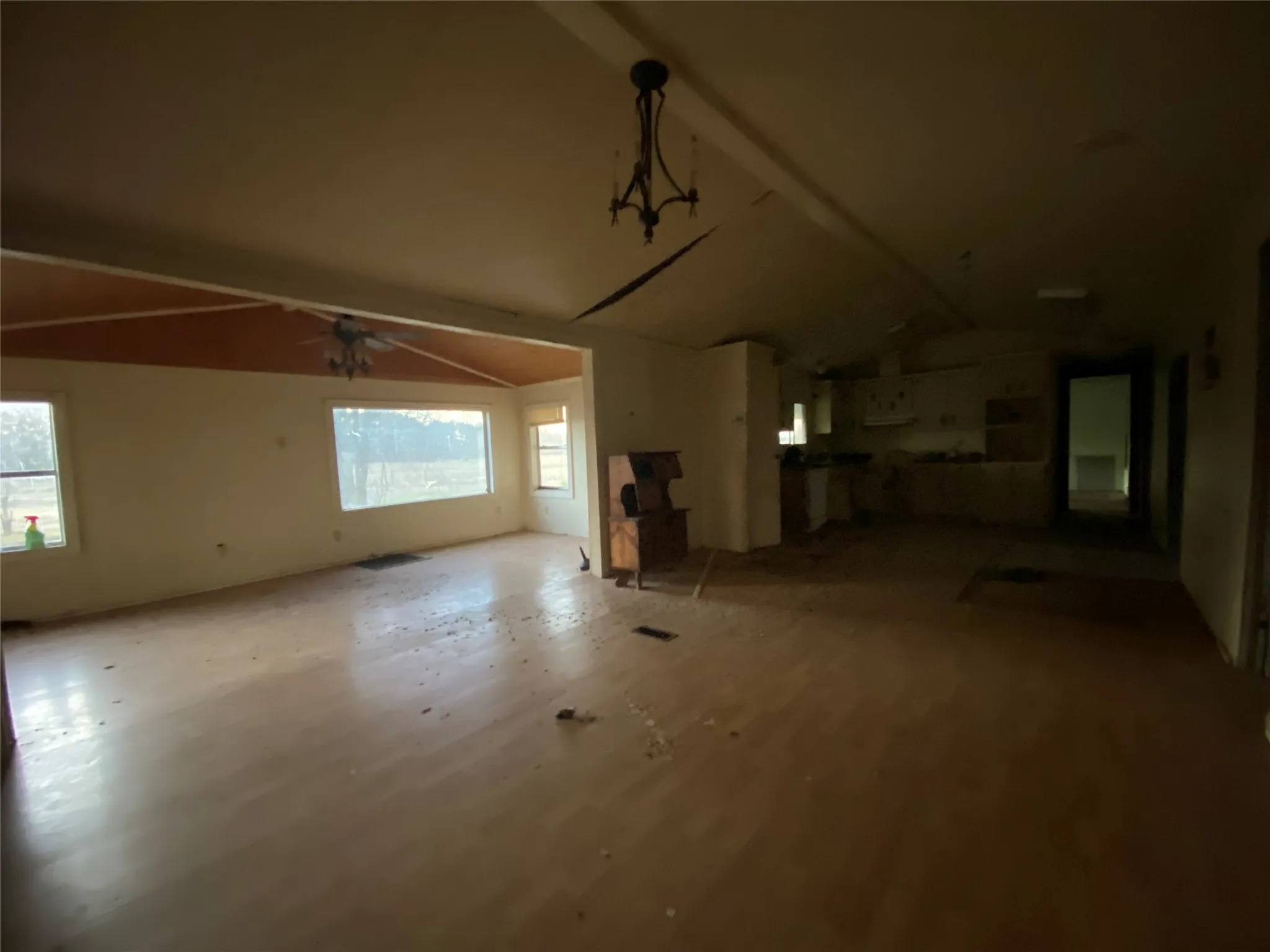 Garage featuring ceiling fan
