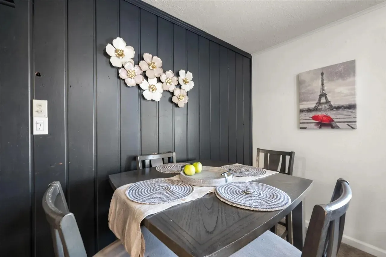 Vertical paneled accent wall in a deep tone