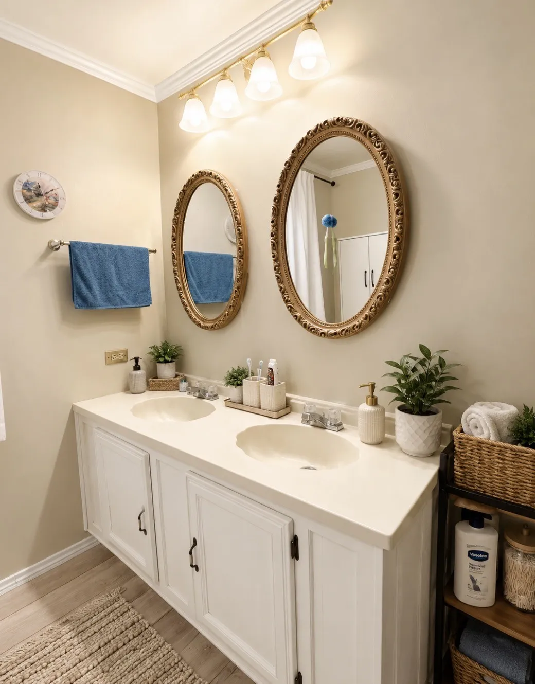 Dual oval mirrors with ornate frames