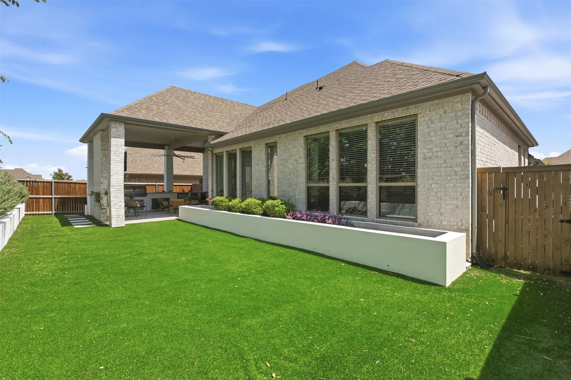 Astro Turf grass & built in planters