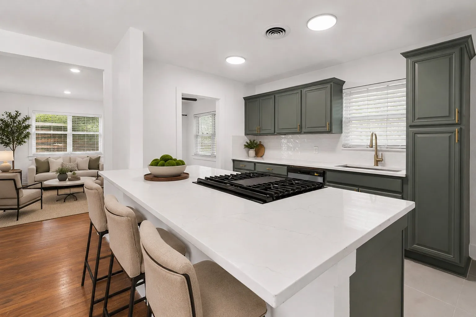 Quartz counter tops in kitchen