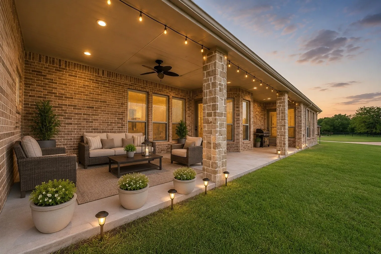 Digitally staged back patio