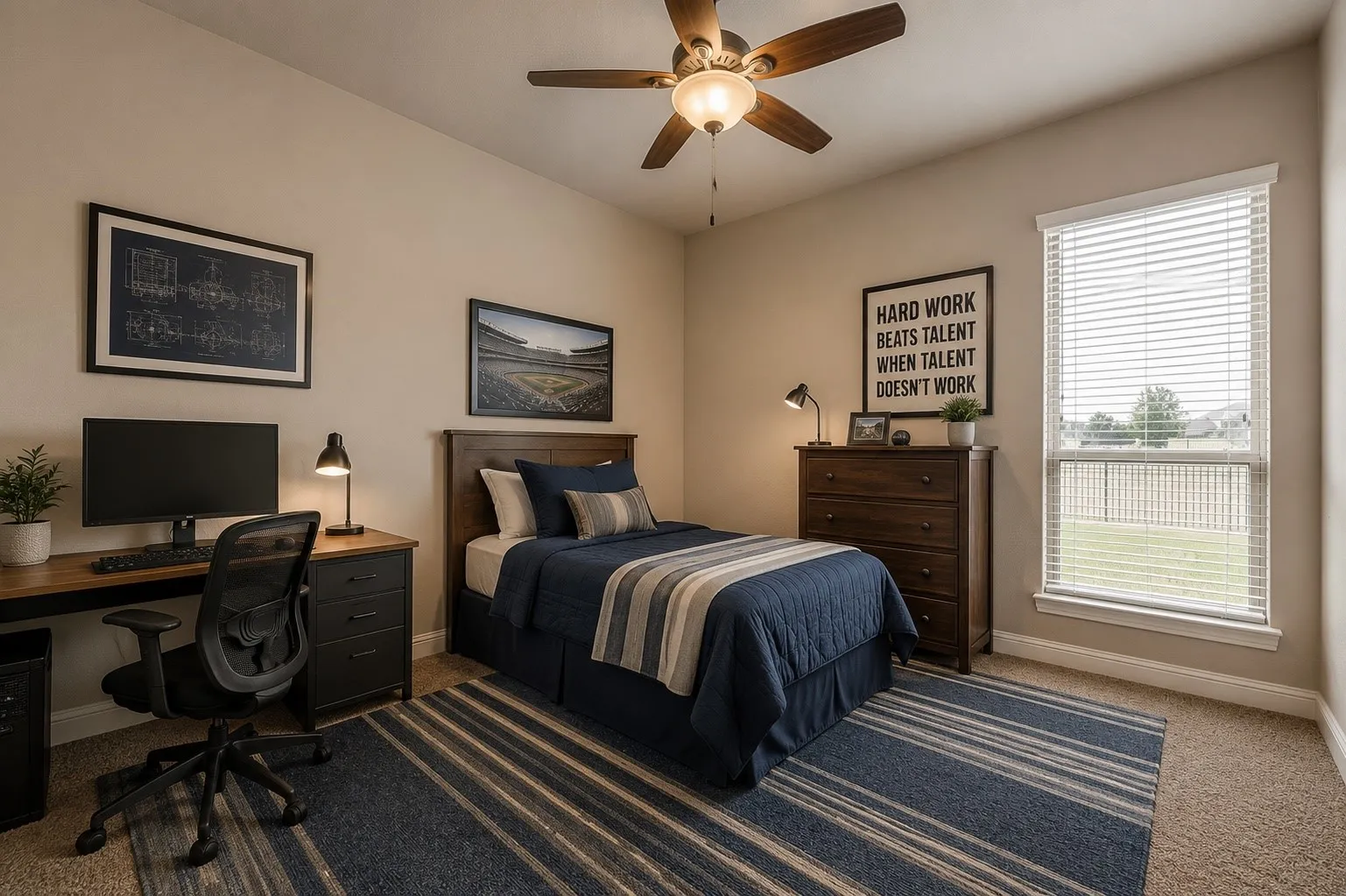 Digitally staged bedroom