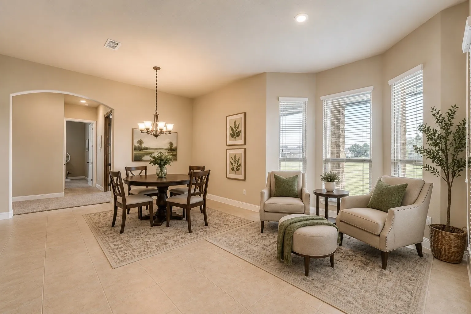 Digitally staged breakfast area and morning room to enjoy the sunrise!